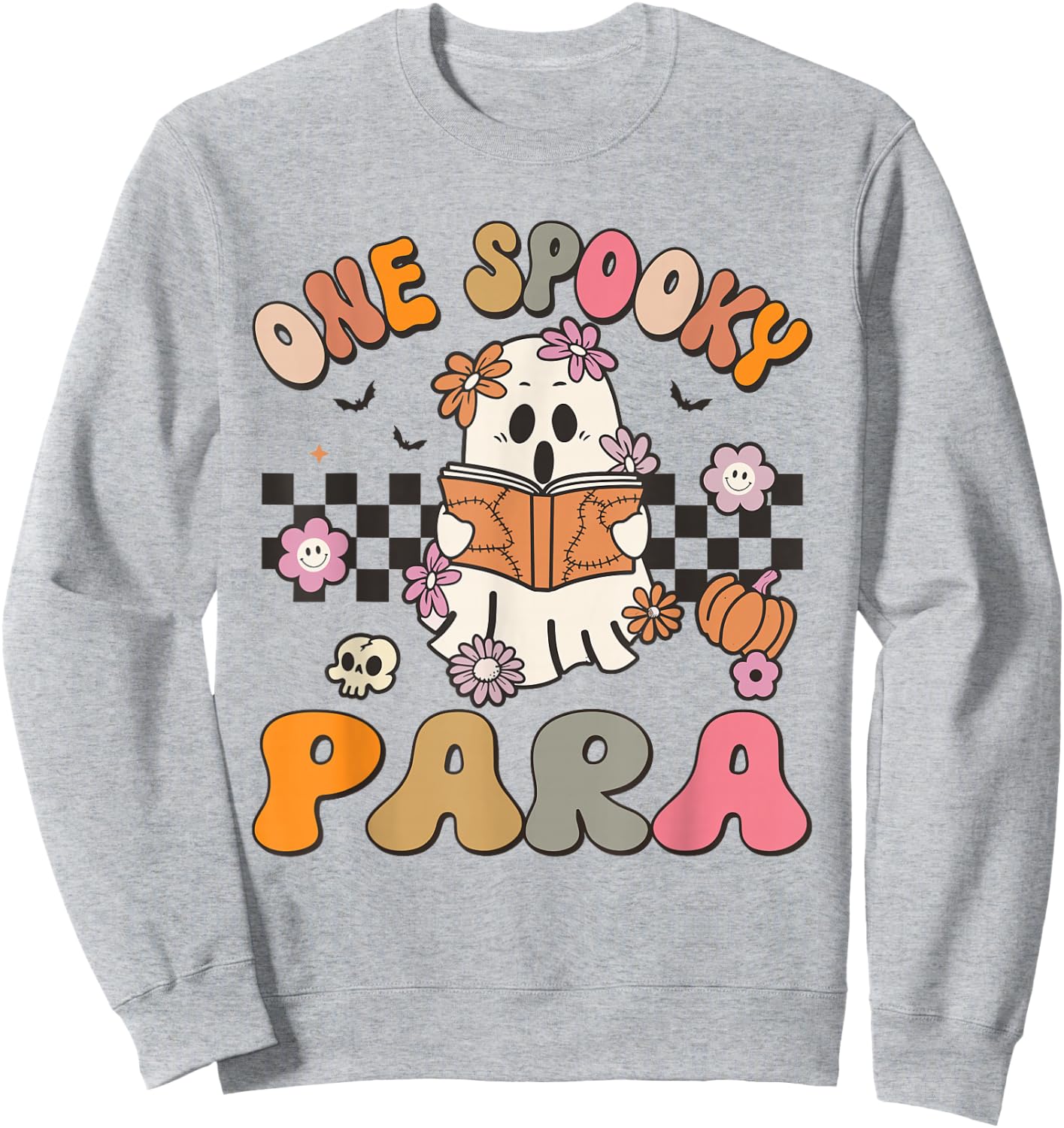One Spooky Para Retro Ghost Halloween Spooky Season Sweatshirt - Sweatshirt | Ash
