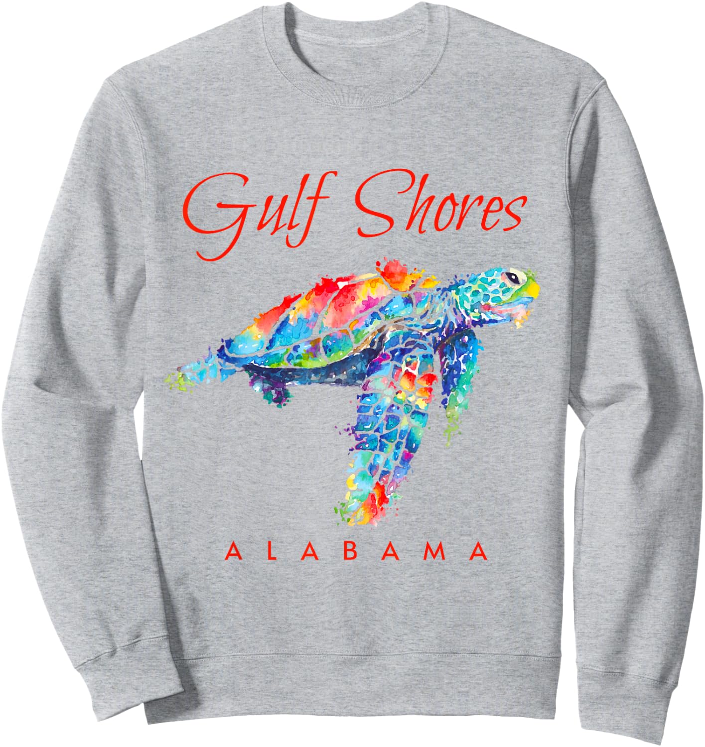 Gulf Shores Alabama Watercolor Sea Turtle Sweatshirt - Sweatshirt | Ash