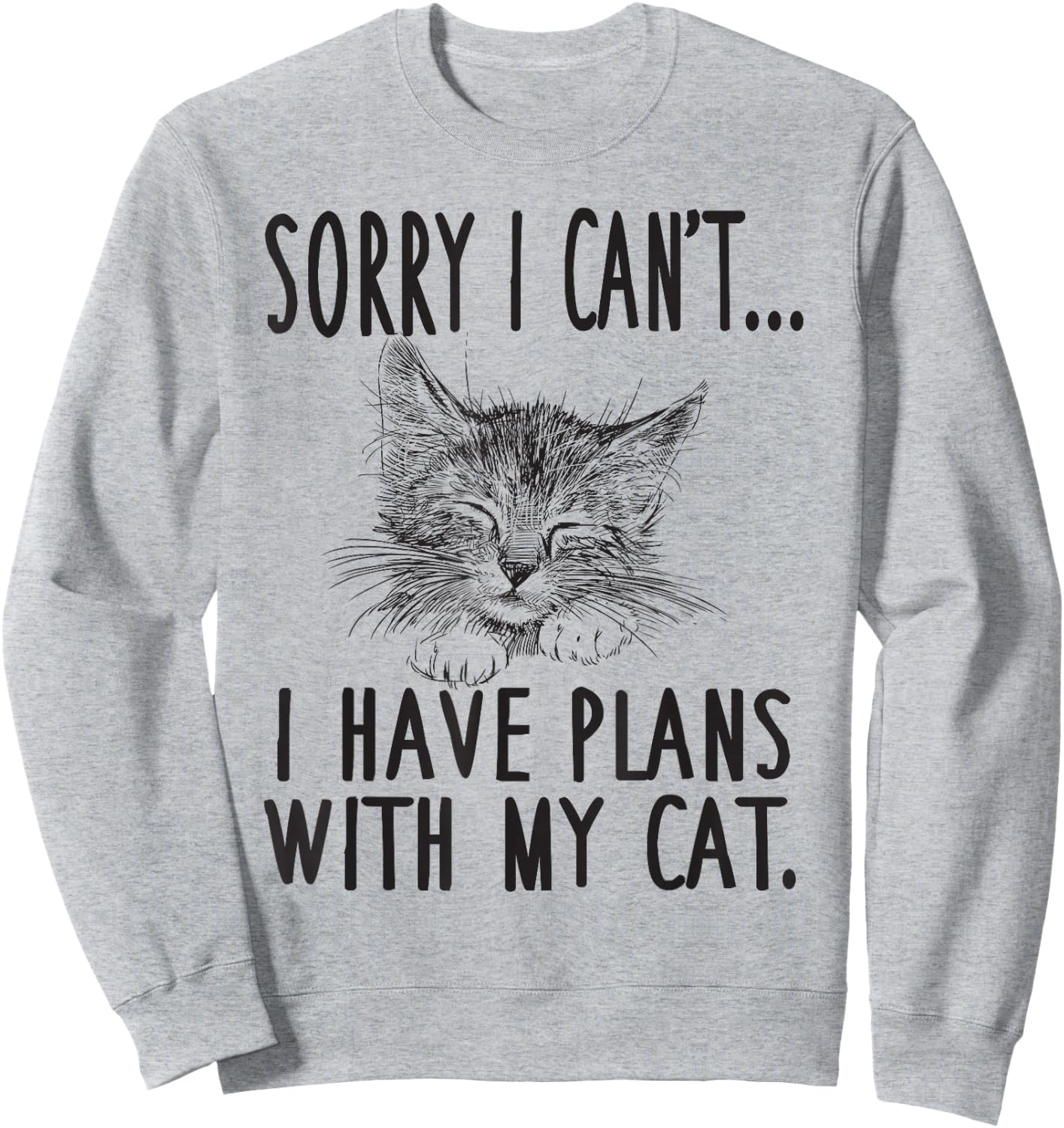 Sorry I Can't I Have Plans With My Cat Cute Cat Sweatshirt - Sweatshirt | Ash