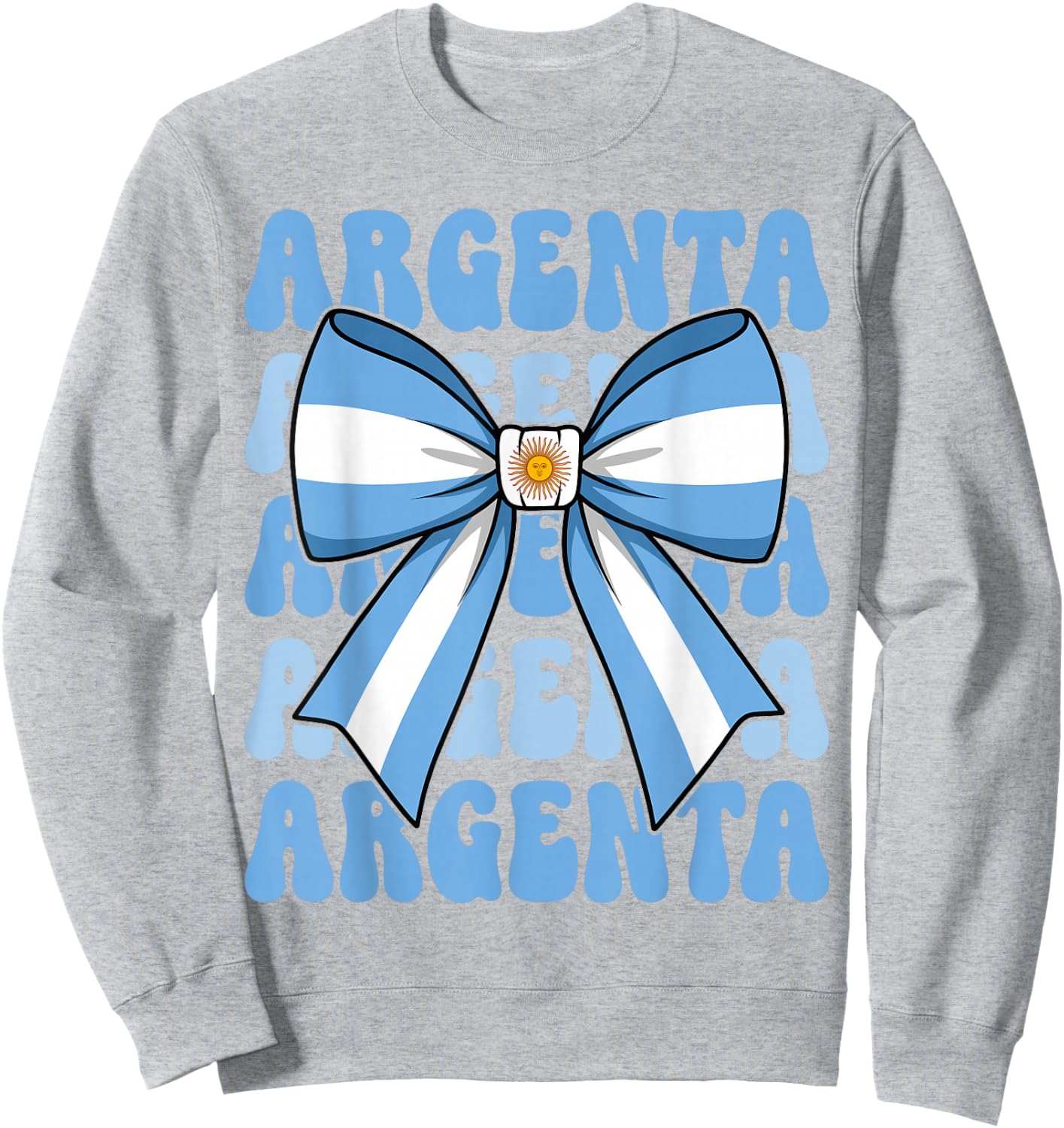 Argenta Groovy Coquette Bow Argentina Flag Argentinian Girl Sweatshirt - Sweatshirt | Ash