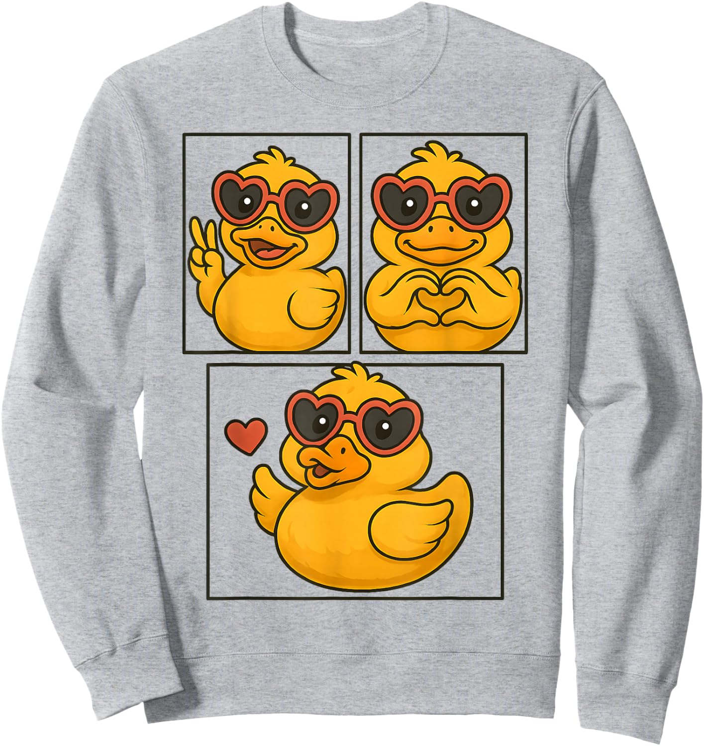 Rubber Duck Peace Heart Love Girl's Women's Rubber Duckie Sweatshirt - Sweatshirt | Ash