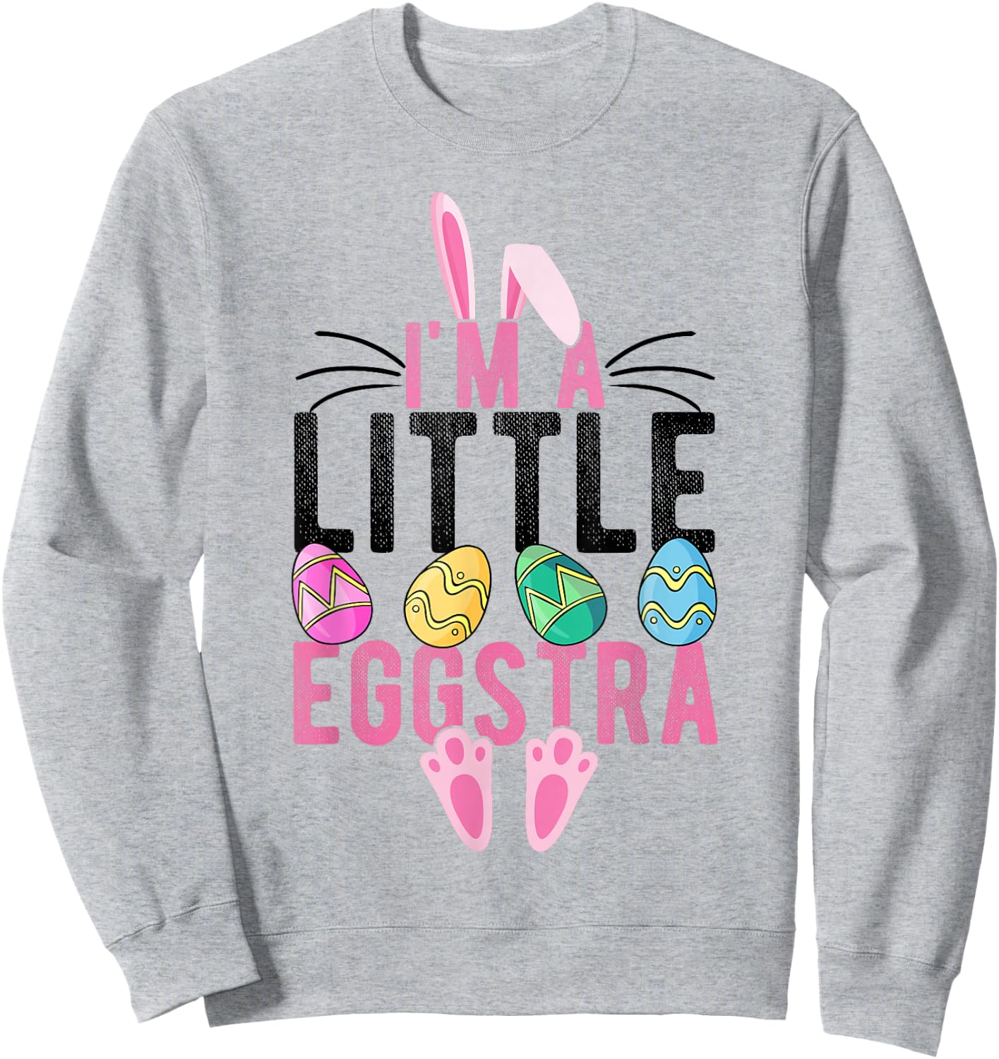 I'M A LITTLE EGGSTRA Easter Bunny Kids Sweatshirt - Sweatshirt | Ash