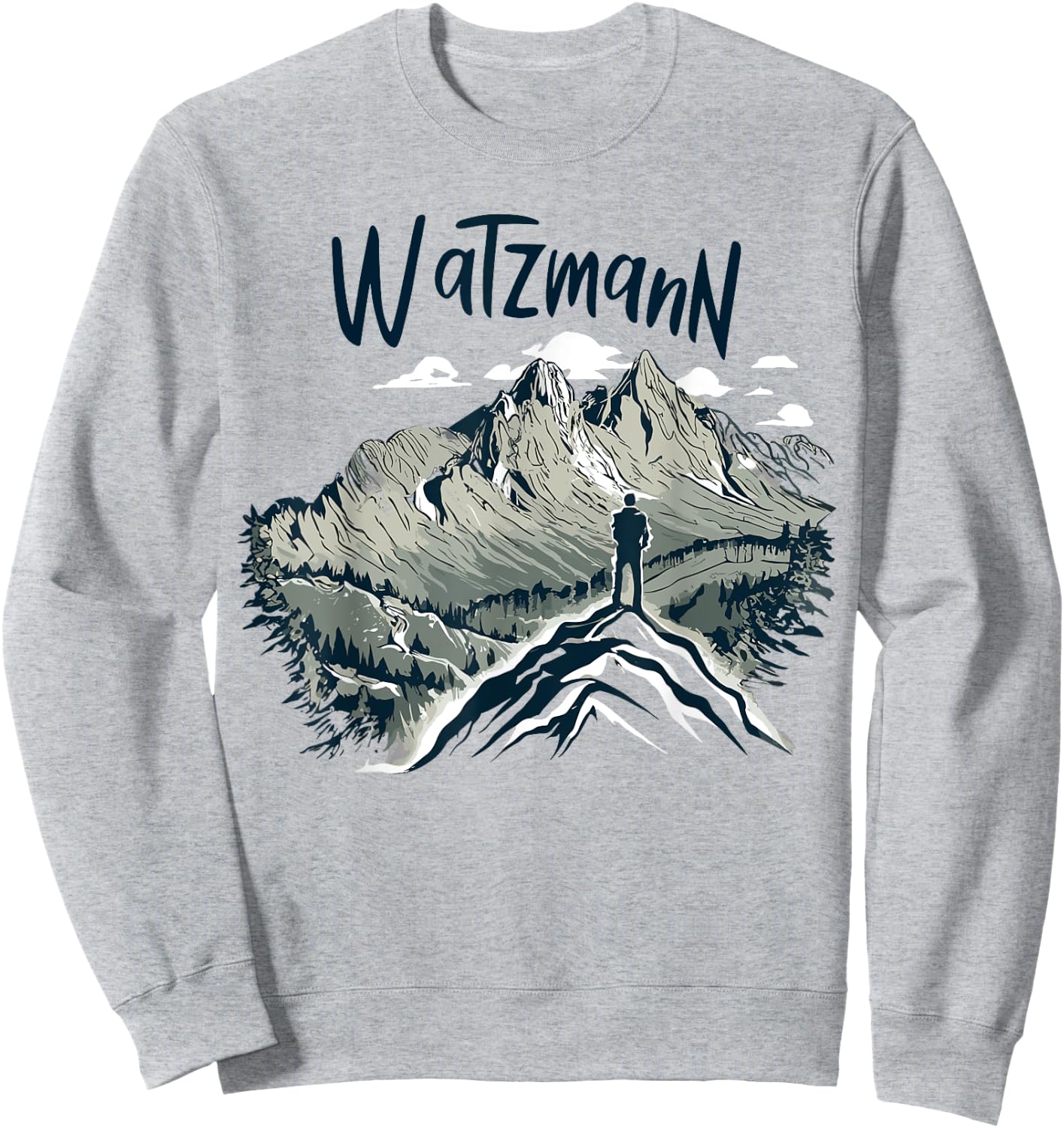 Watzmann Königssee Berchtesgaden Damen Bergsteiger- Grau Klein EU S Kurzarm Crew-Ausschnitt Pull-On Polyester 100% Imported Alle Sweatshirt - Sweatshirt | Ash