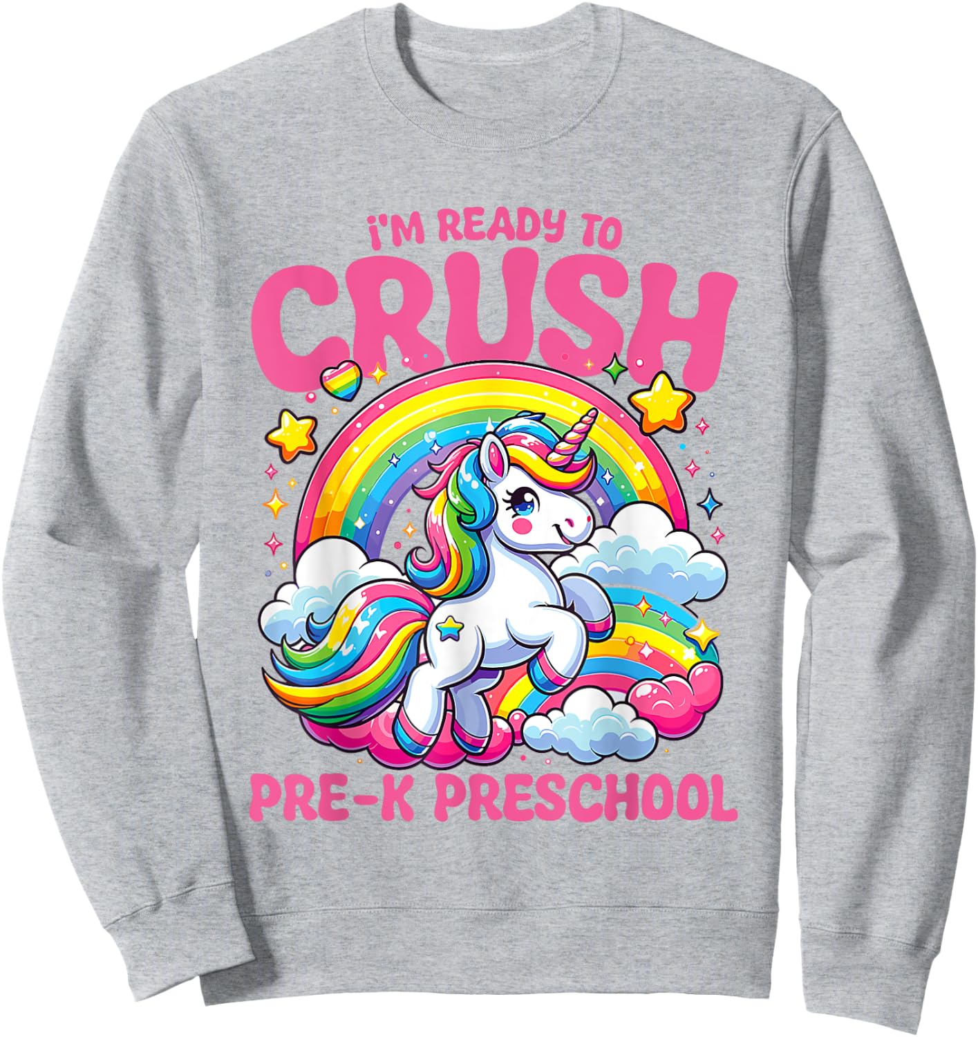 Crush Pre-k Preschool Unicorn Girls Teacher Back to School Sweatshirt - Sweatshirt | Ash