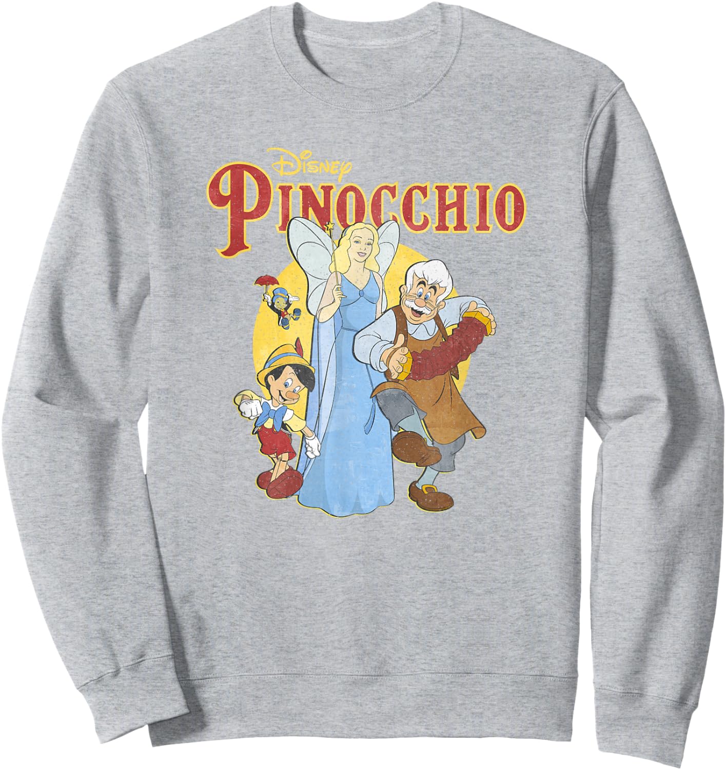 Disney Pinocchio Vintage Classic Group Movie Poster Sweatshirt - Sweatshirt | Ash