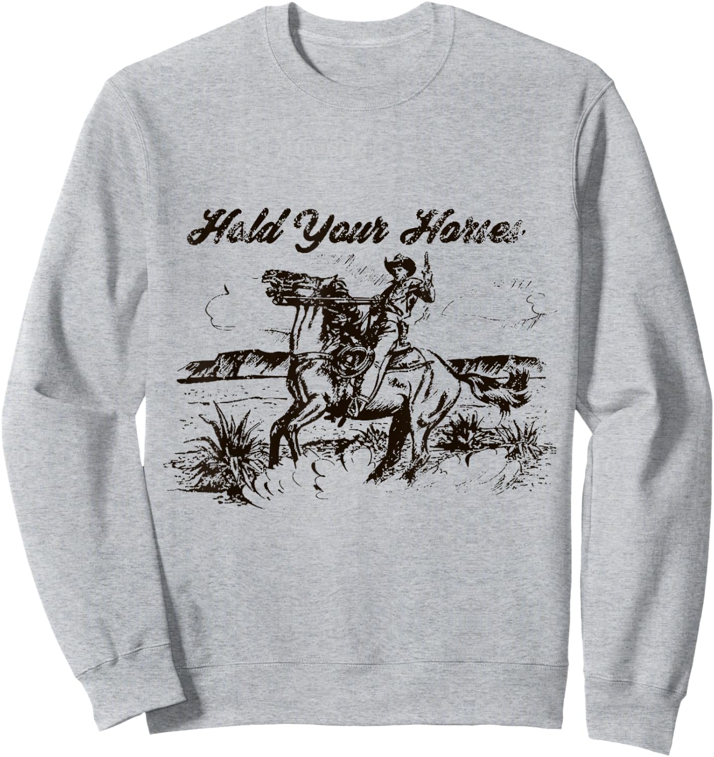 Hold Your Horses Rodeo Western Cowboy Retro Gift Sweatshirt - Sweatshirt | Ash