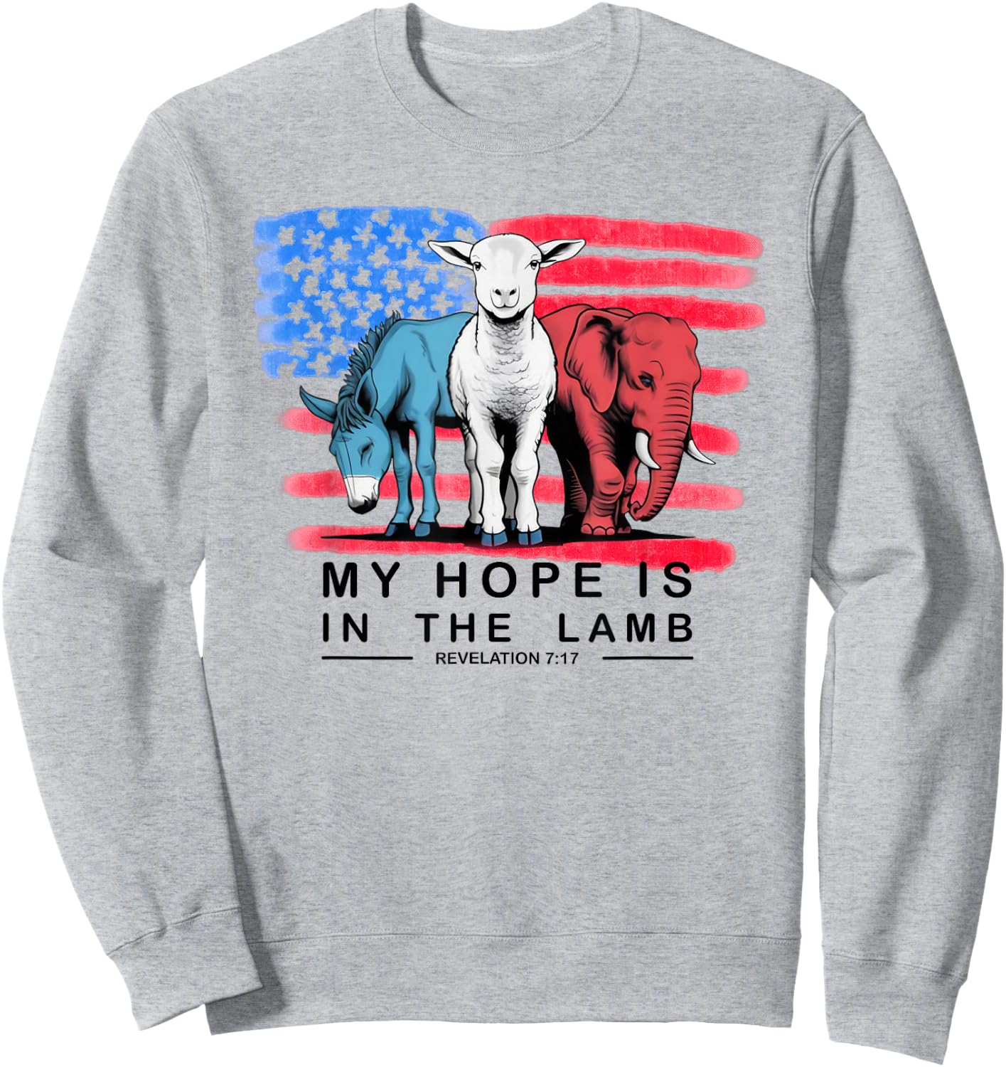 Vintage My Hope Is In The Lamb Christian God Jesus USA Flag Sweatshirt - Sweatshirt | Ash