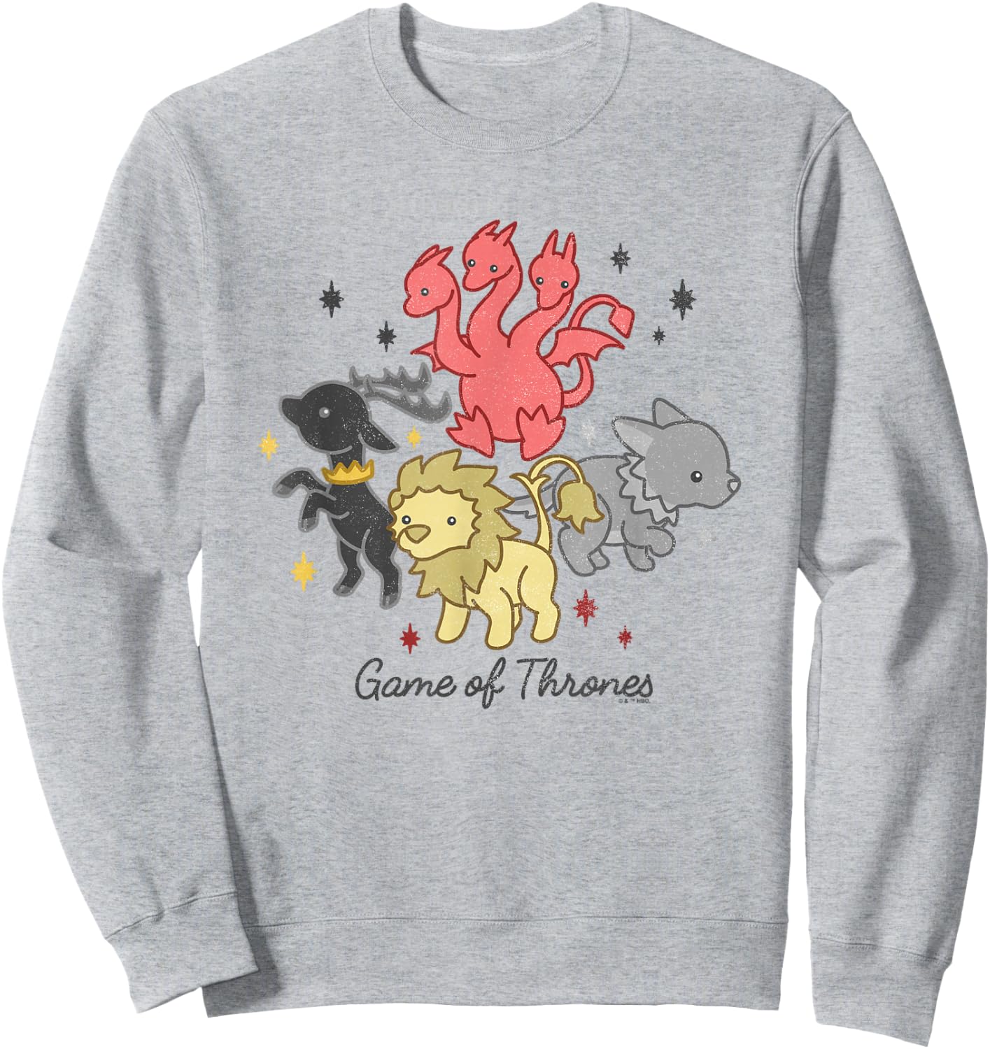 Game Of Thrones Dragon Stag Lion Direwolf House Chibi Sweatshirt - Sweatshirt | Ash