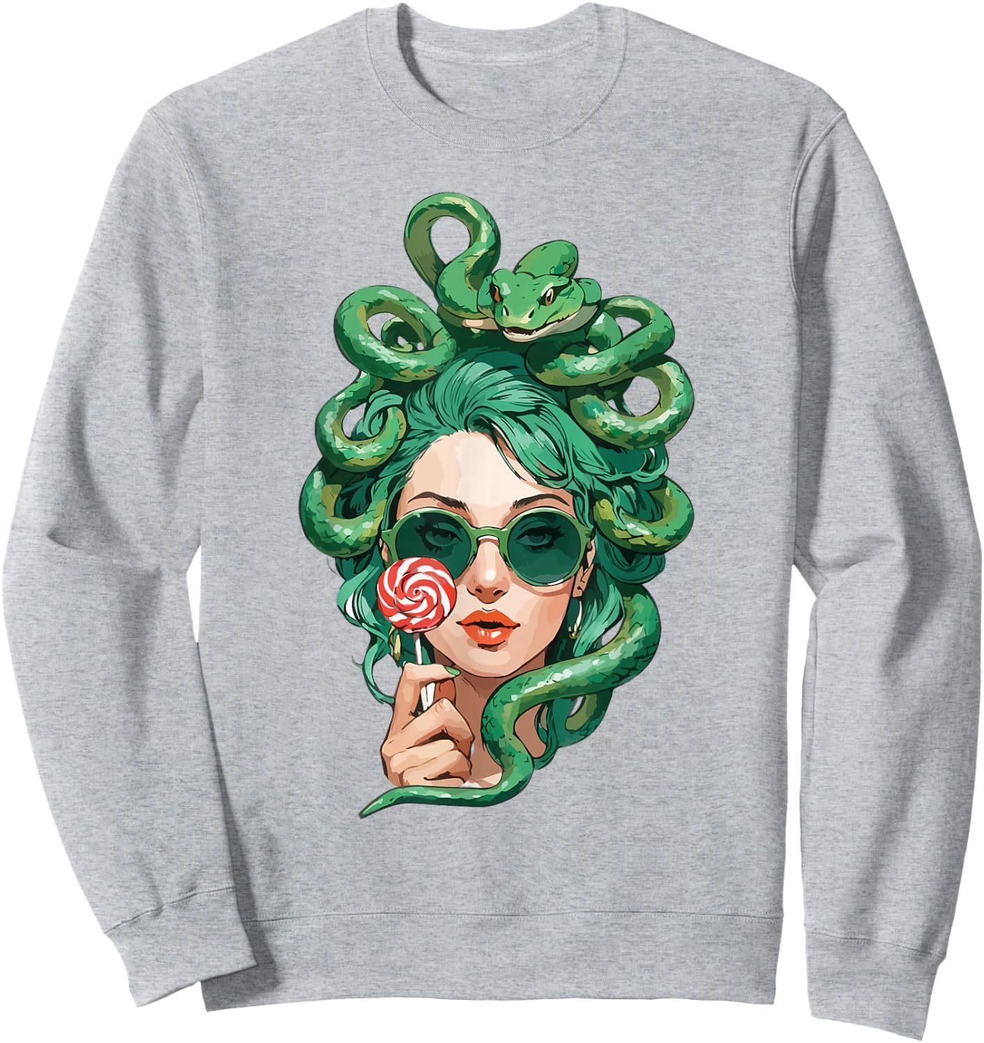 Medusa Lollipop - Modern Greek Mythology Fun Sweatshirt - Sweatshirt | Ash