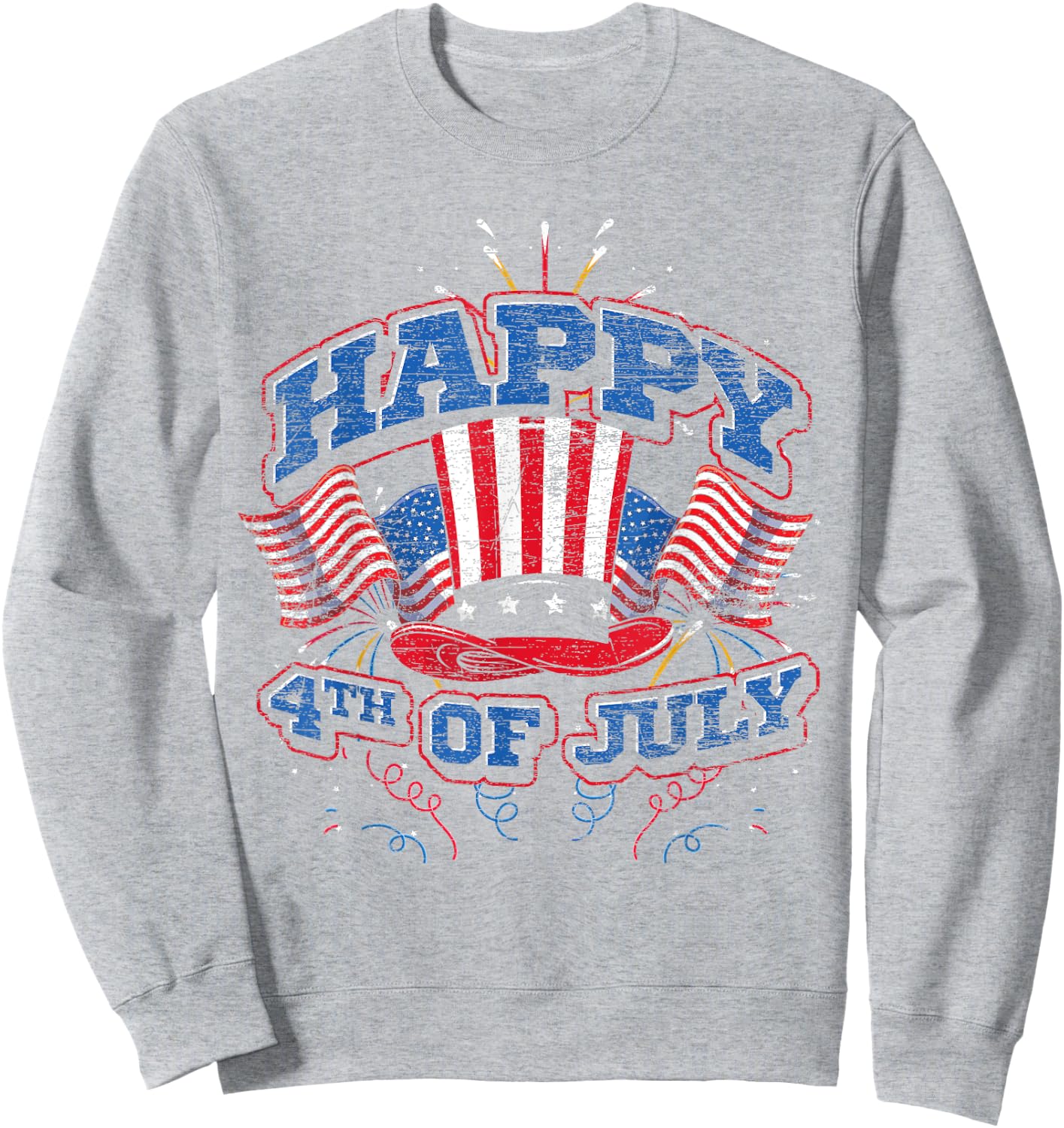 Happy 4th Of July US Flag Liberty American 4th Of July Sweatshirt - Sweatshirt | Ash