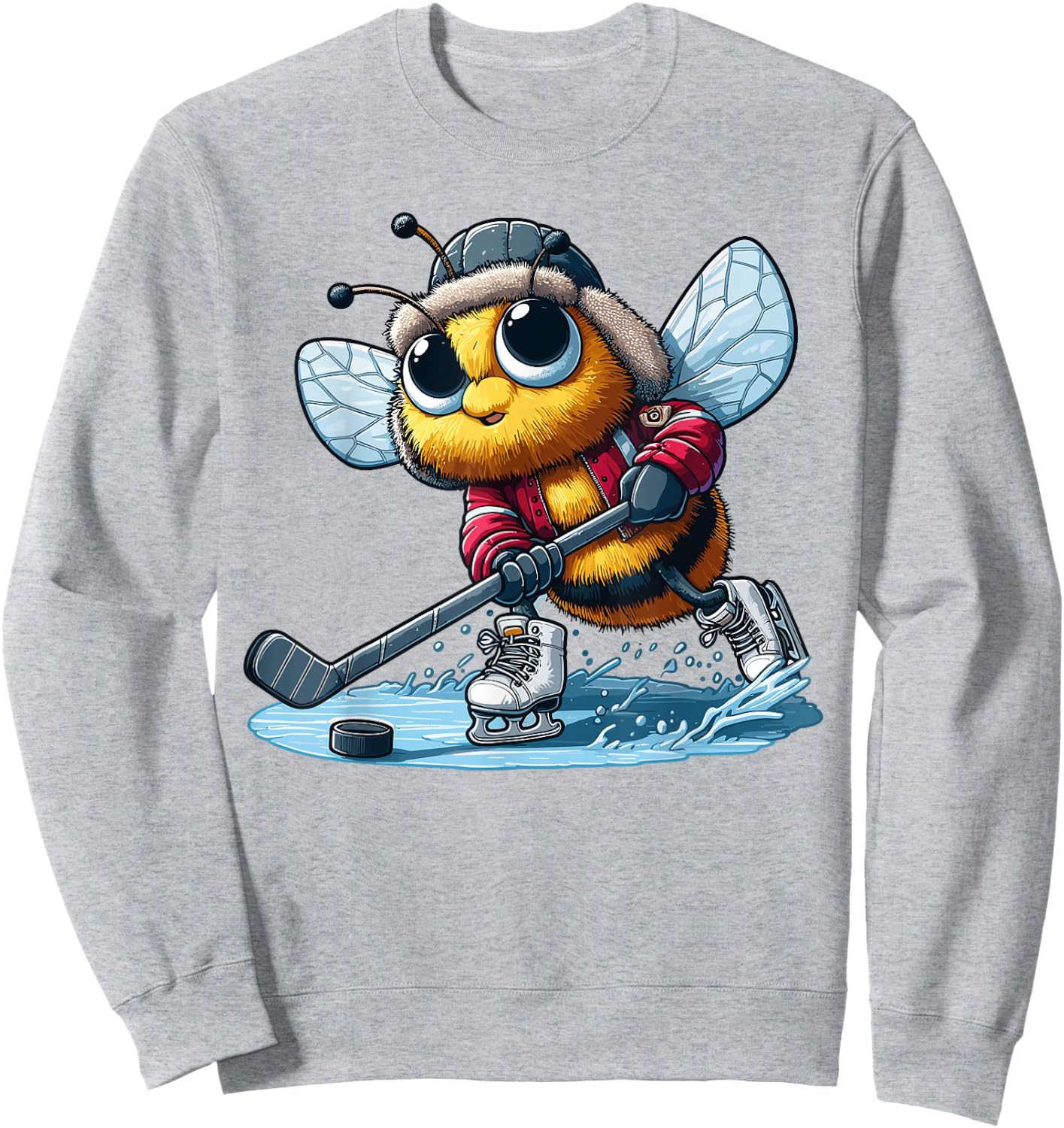 Honey Bee Hockey Player - Bee Playing The Hockey Sweatshirt - Sweatshirt | Ash