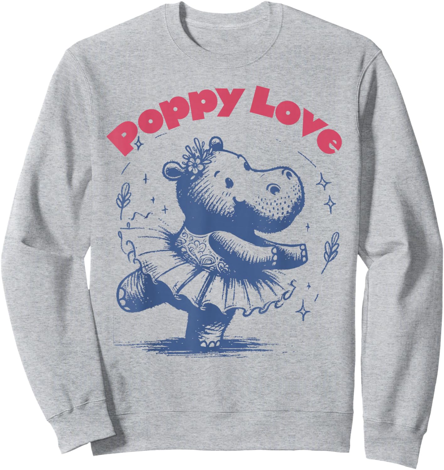 Baby Pygmy Hippo Poppy. Richmond. I Love Poppy Sweatshirt - Sweatshirt | Ash