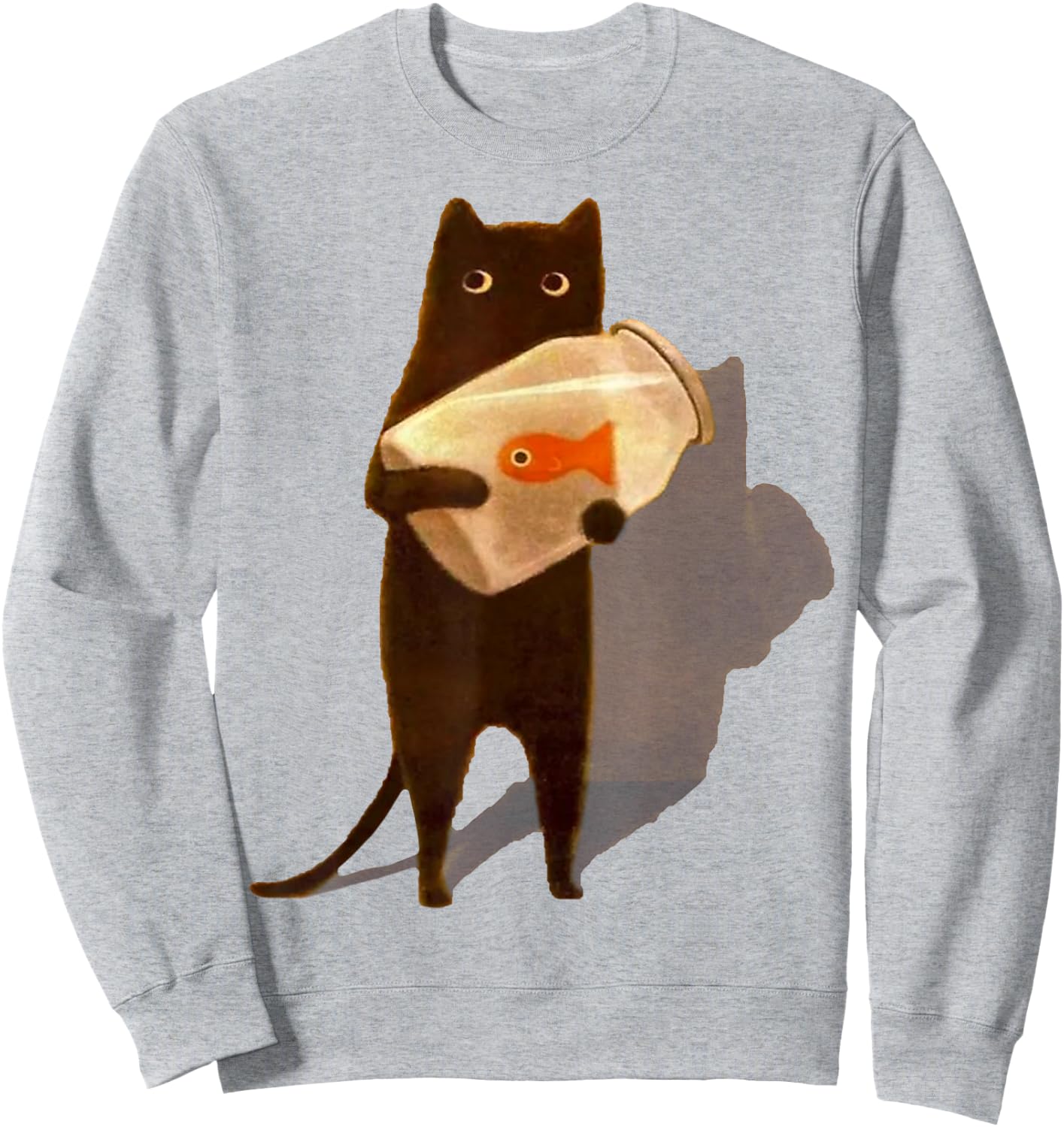 Eagerlys Cat Holding Goldfish Bowl Art Vintage Sweatshirt - Sweatshirt | Ash