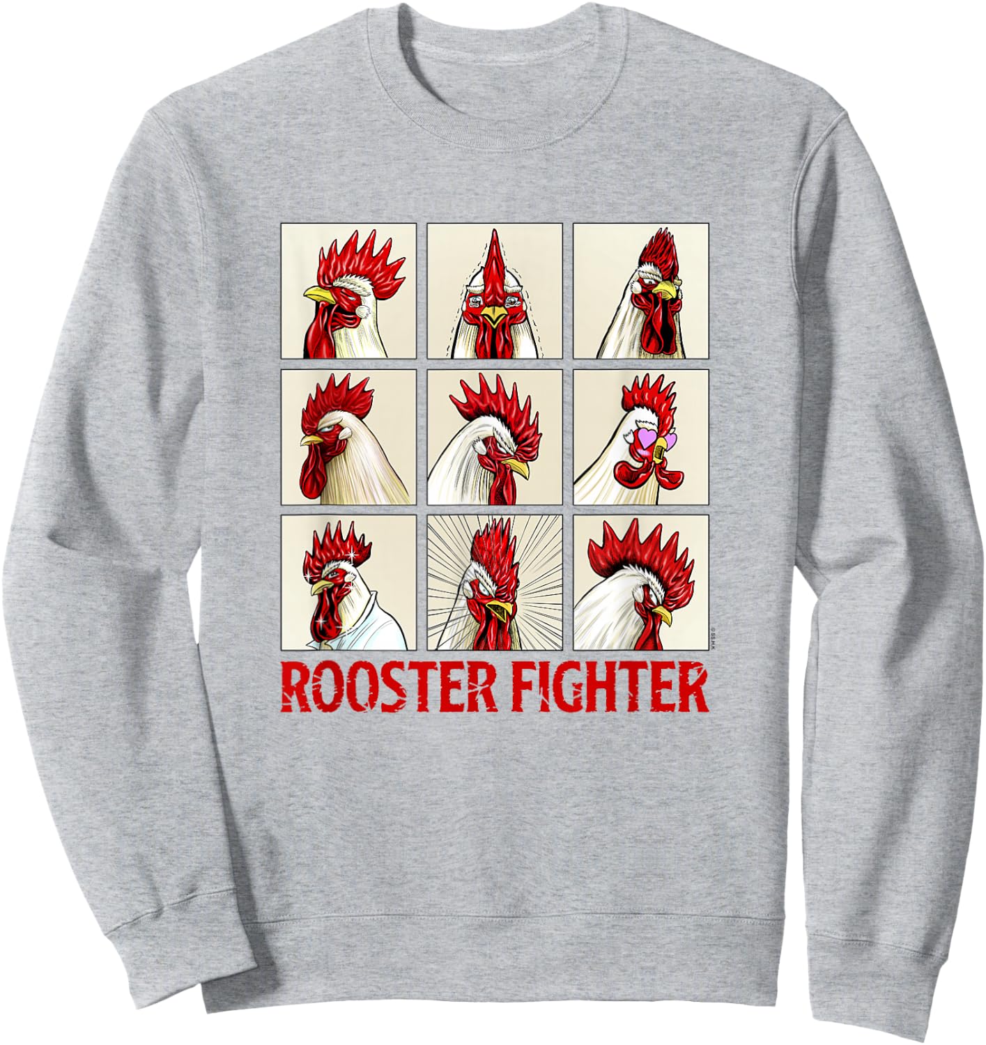 Rooster Fighter Expressions of Keiji Box Up Sweatshirt - Sweatshirt | Ash