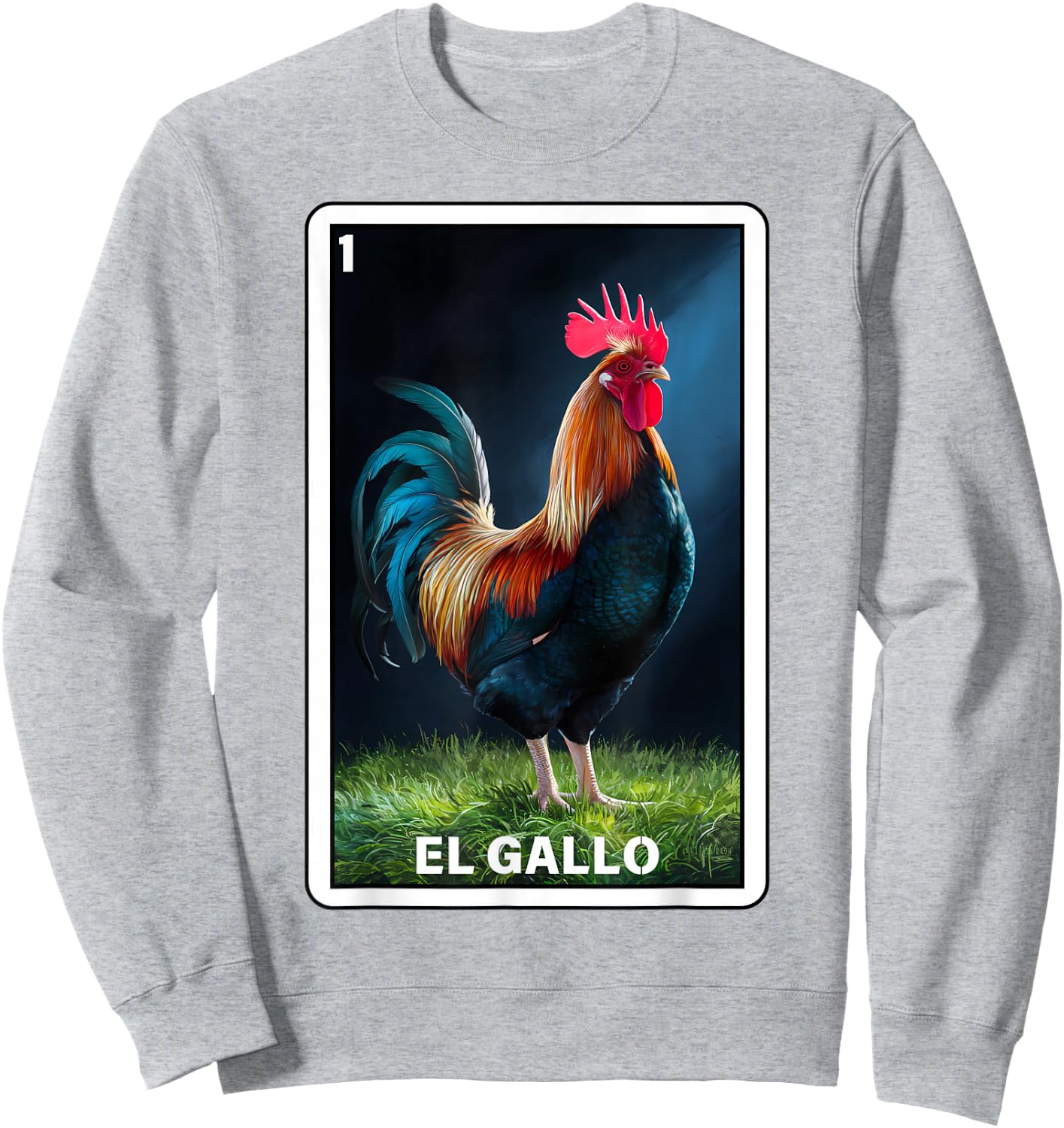 El Gallo Mexican Lottery Bingo Game Traditional Rooster Card Sweatshirt - Sweatshirt | Ash