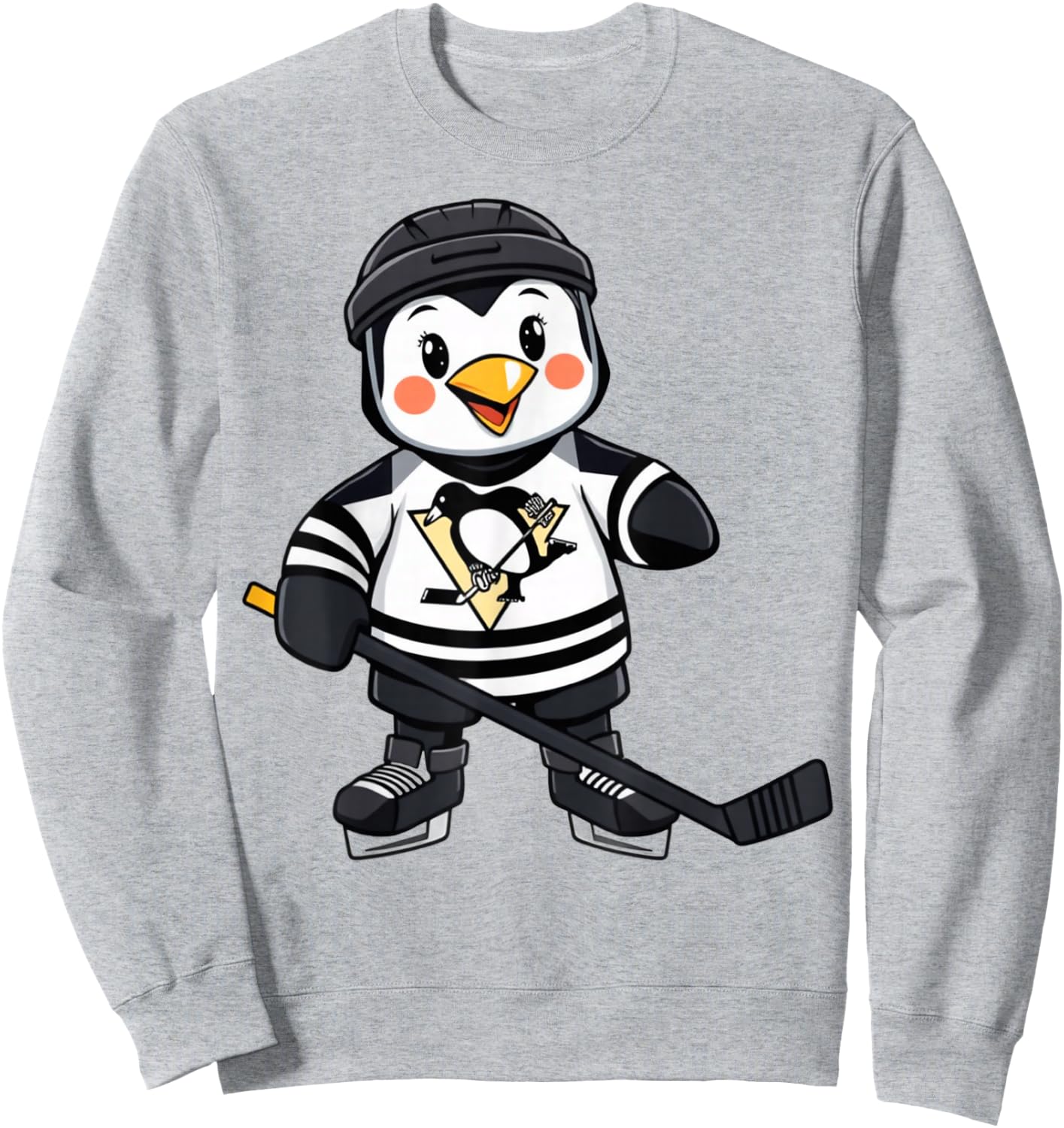 Cartoon Penguin Hockey Player Ice Hockey Sweatshirt - Sweatshirt | Ash
