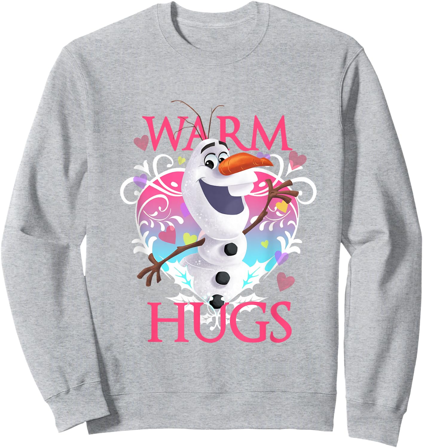 Disney Frozen Warm Hugs Olaf Heart Shaped Vintage Portrait Sweatshirt - Sweatshirt | Ash