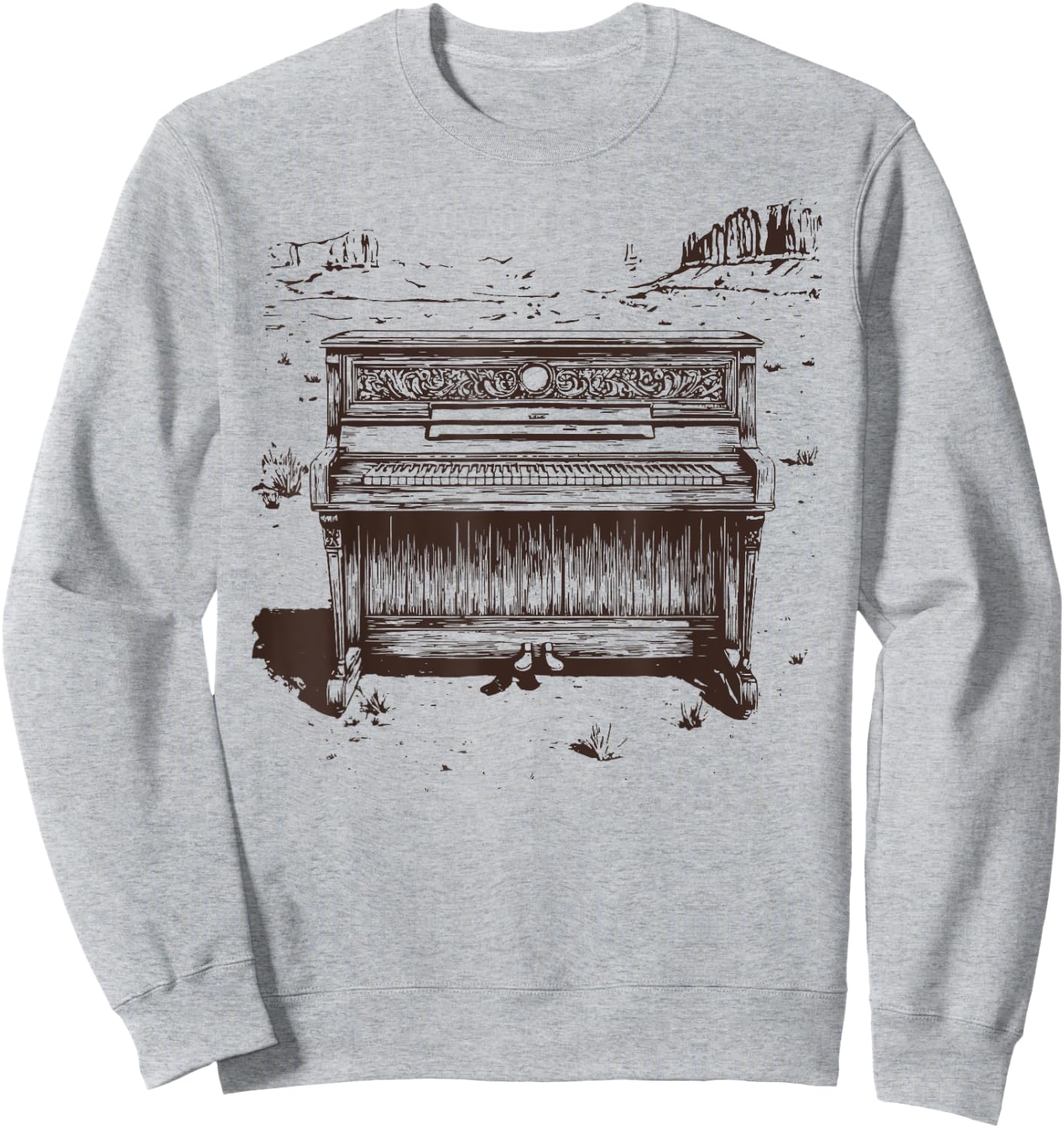 Vintage Western Piano Player - Piano Shirt - Piano Sweatshirt - Sweatshirt | Ash