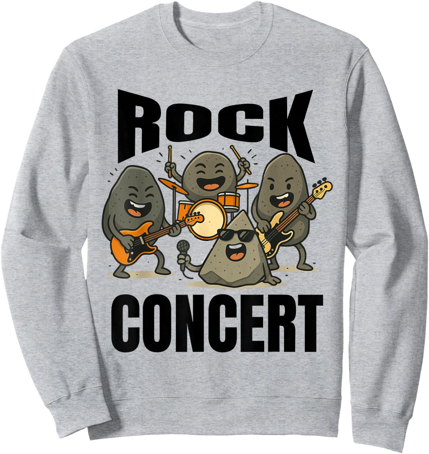 Rocks Band Drums Guitar Music Lover Funny Sweatshirt - Sweatshirt | Ash