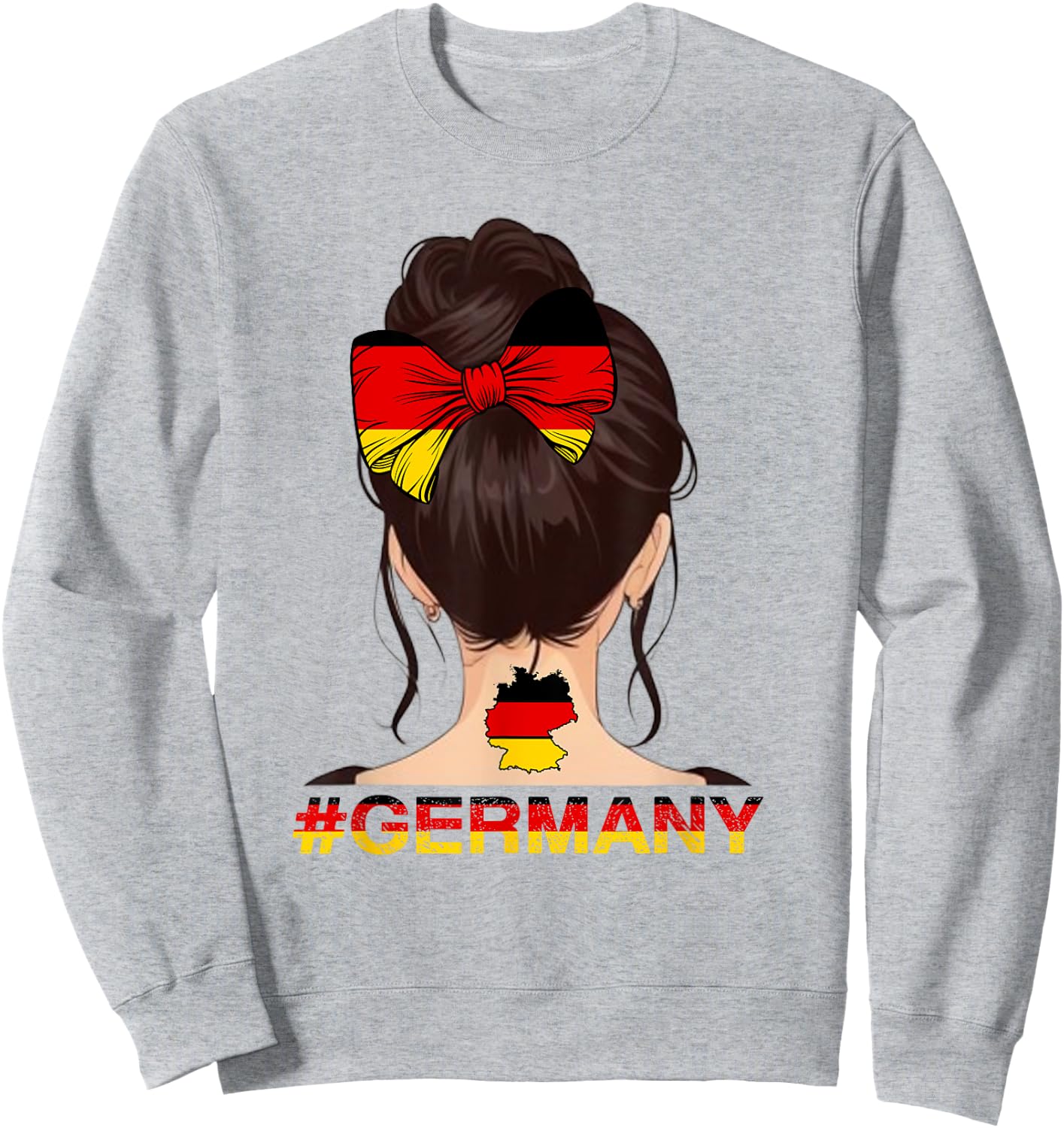 Deutsches Mädchen - Messy Bun mit Deutschland-Flagge Sweatshirt - Sweatshirt | Ash