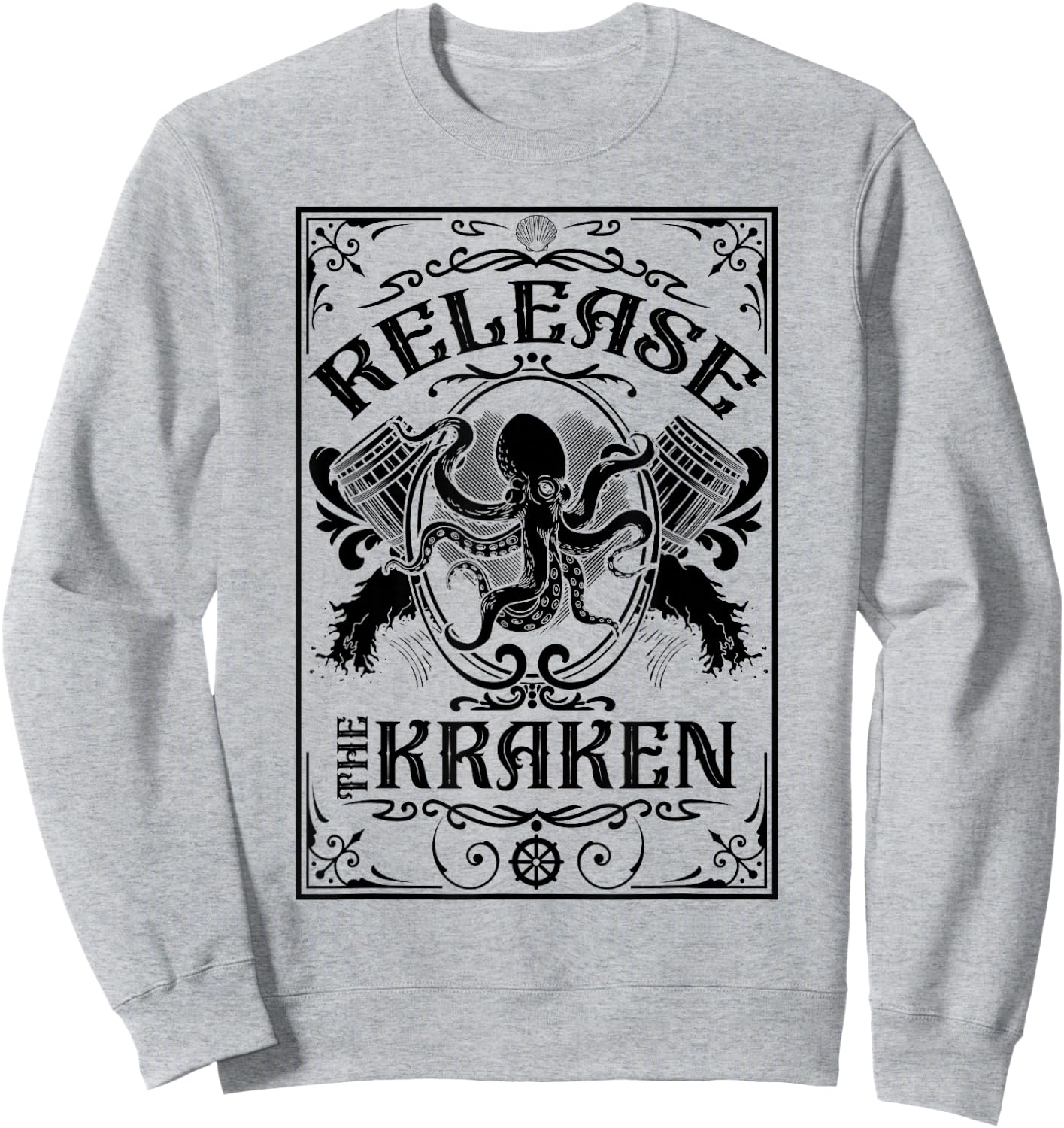Unleash the Kraken Funny Octopus Design Sea Monster Sweatshirt - Sweatshirt | Ash