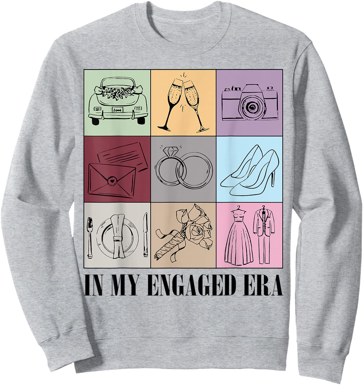 In My Engaged Era Retro Bride Wedding Engagement Party Sweatshirt - Sweatshirt | Ash
