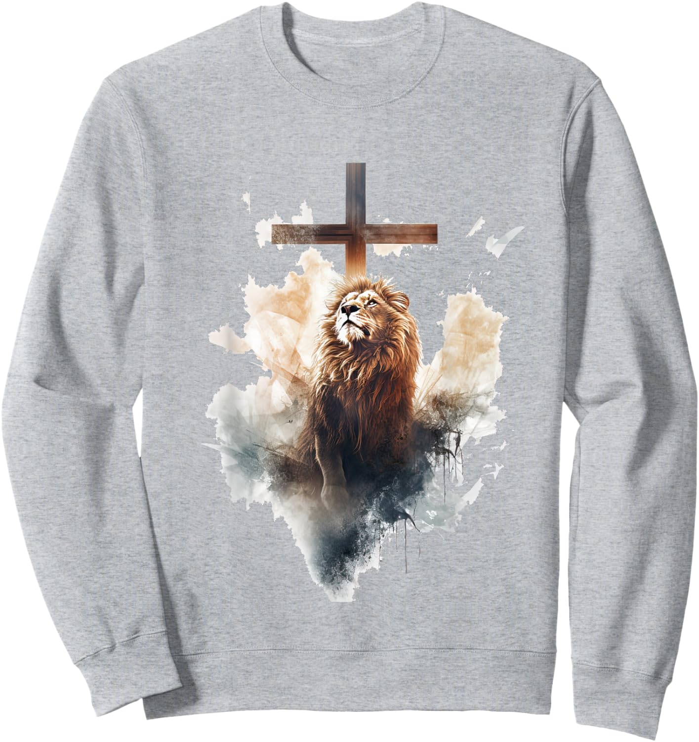 Yeshua Lion of Judah Christian Faith Gift , White Sweatshirt - Sweatshirt | Ash
