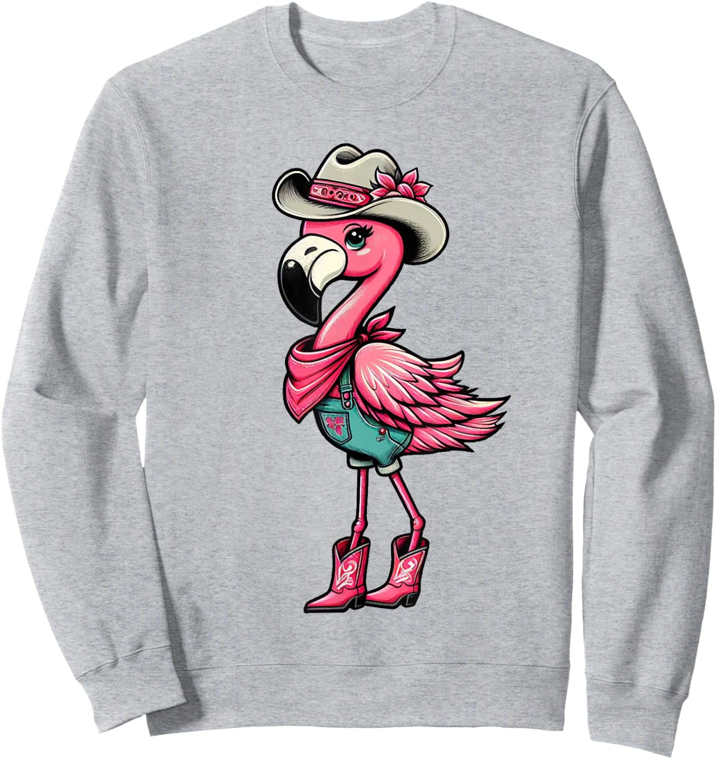 Flamingo Cowgirl Women Girl Cute Flamingo Tropical Birds Sweatshirt - Sweatshirt | Ash
