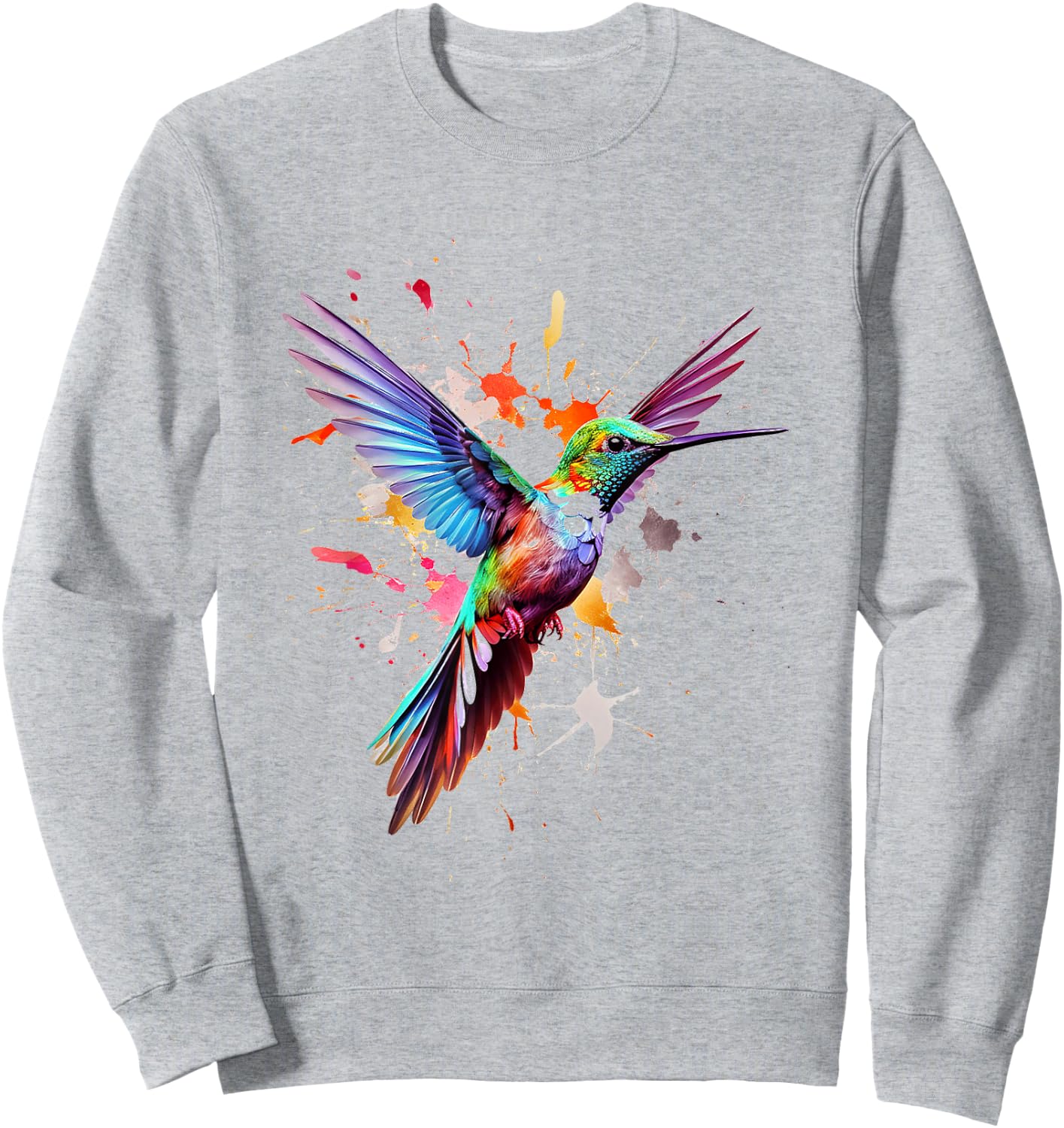 Hummingbird Animal Graphic Colorful Hummingbird , white, S Sweatshirt - Sweatshirt | Ash
