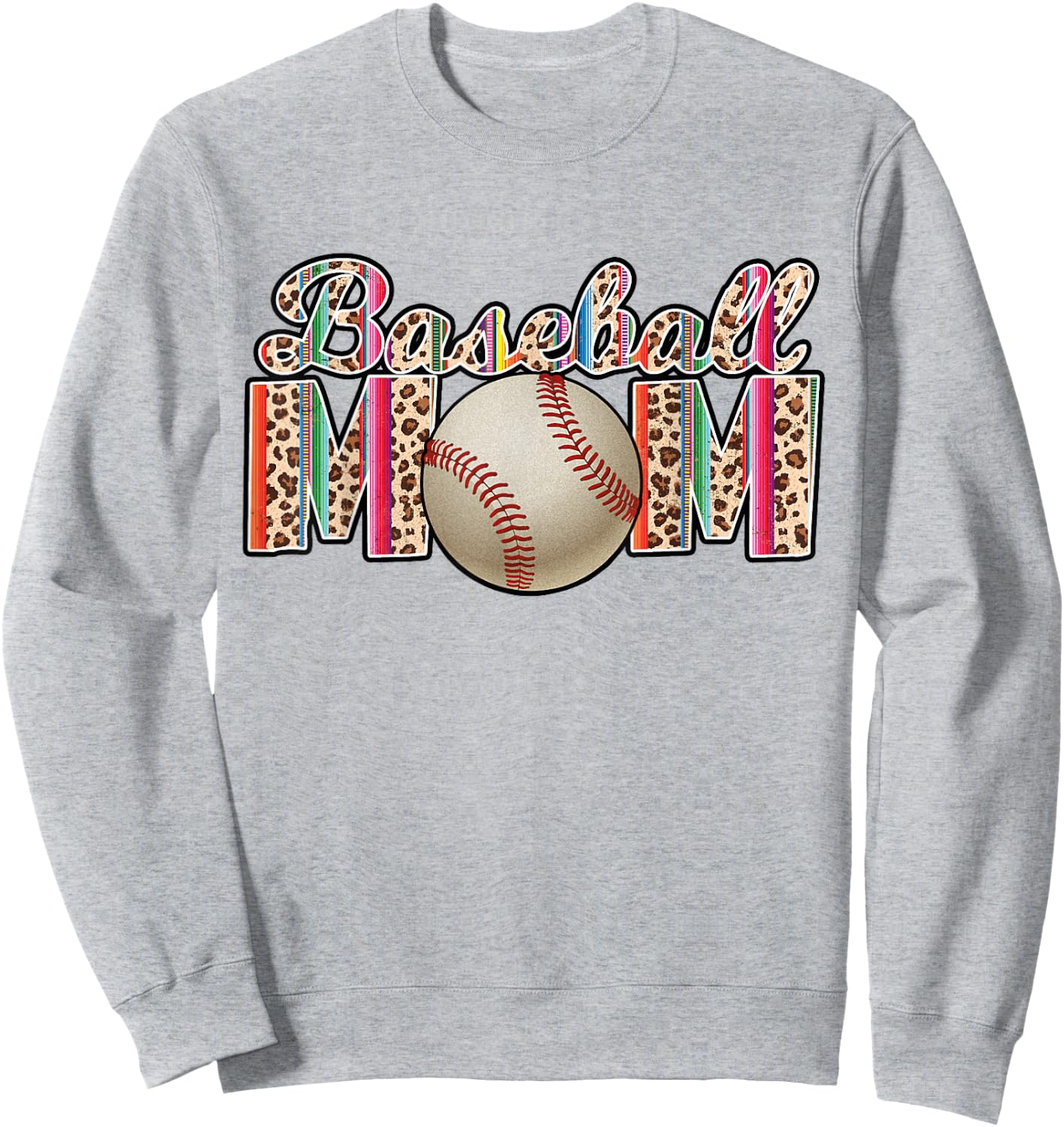 Baseball Mom Leopard Tie Dye Baseball Mothers Day Sweatshirt - Sweatshirt | Ash