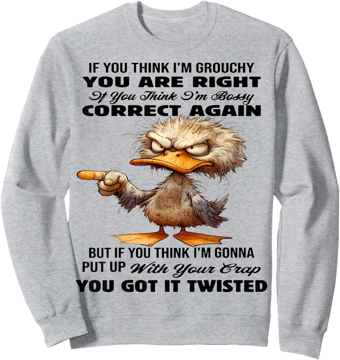 Cute Duck If You Think I'm Grouchy You Are Right Sweatshirt - Sweatshirt | Ash