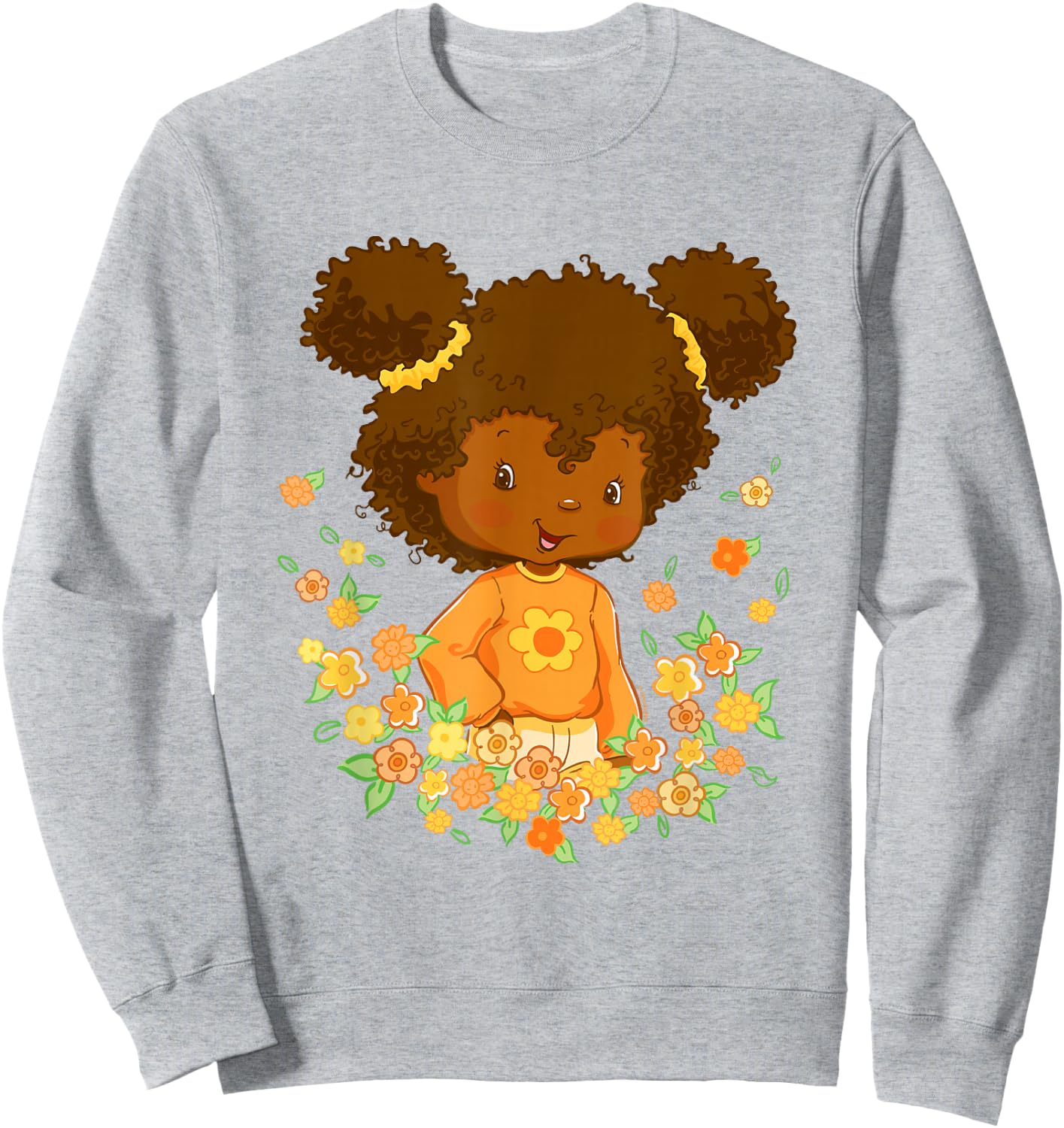 Strawberry Shortcake Orange Blossom Floral Big Chest Logo Sweatshirt - Sweatshirt | Ash