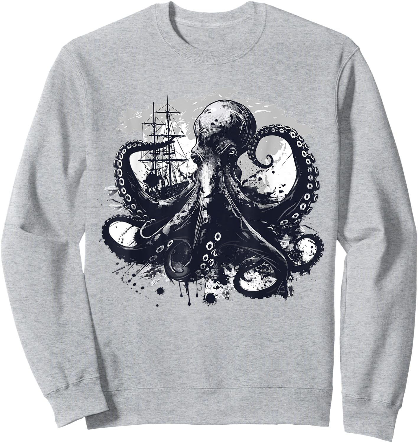 Octopus with Boat I Octopus , white, S Sweatshirt - Sweatshirt | Ash