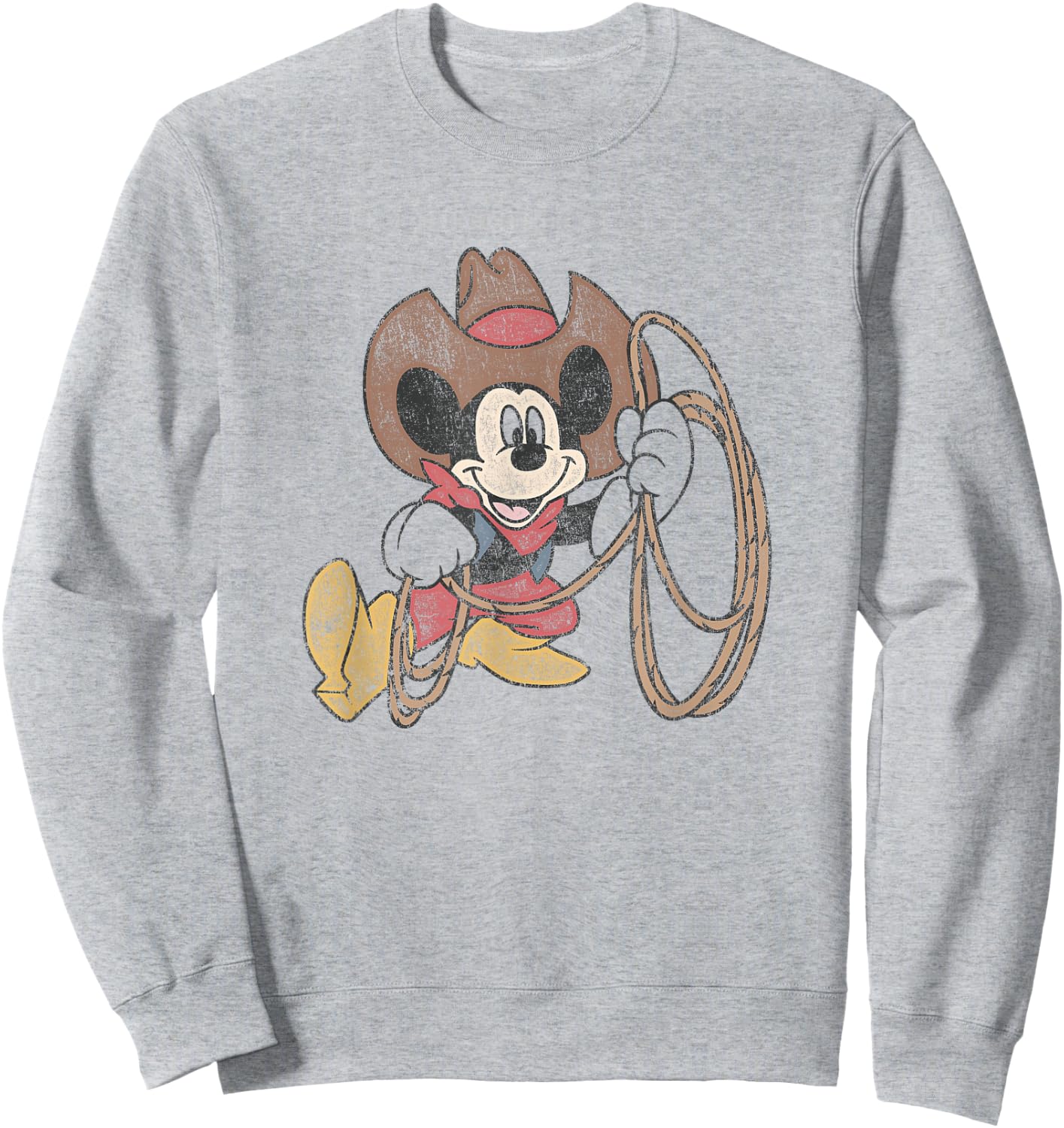 Disney Mickey And Friends Vintage Cowboy Western Mickey Sweatshirt - Sweatshirt | Ash