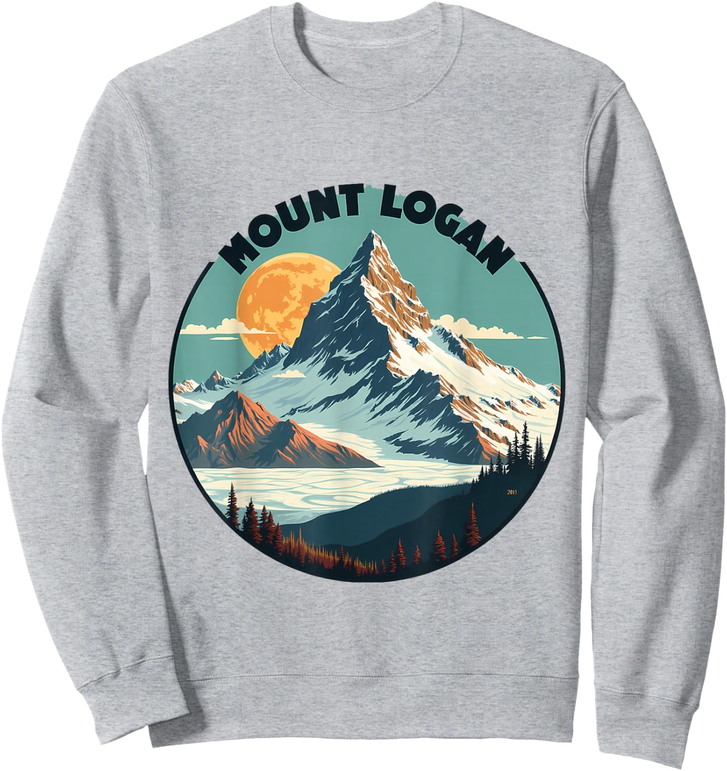 Mount Logan Mountain Sunset Adventure Nature Sweatshirt - Sweatshirt | Ash
