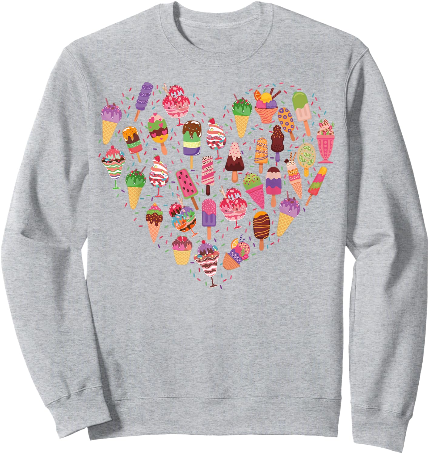 Ice Cream Heart Ice Lolly , White Sweatshirt - Sweatshirt | Ash