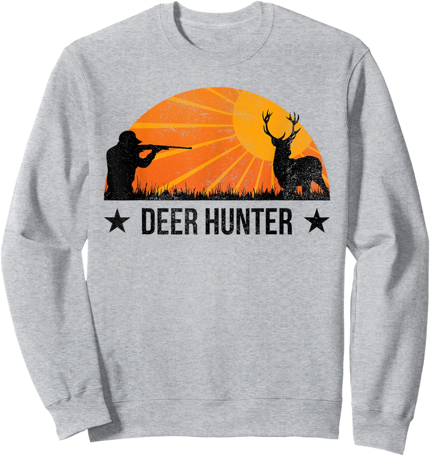Deer Hunter Deer Hunting Retro Sunset Sweatshirt - Sweatshirt | Ash