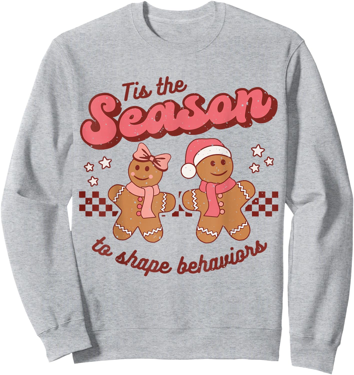 Christmas ABA Behavior Therapy Retro RBT Technician Xmas Sweatshirt - Sweatshirt | Ash