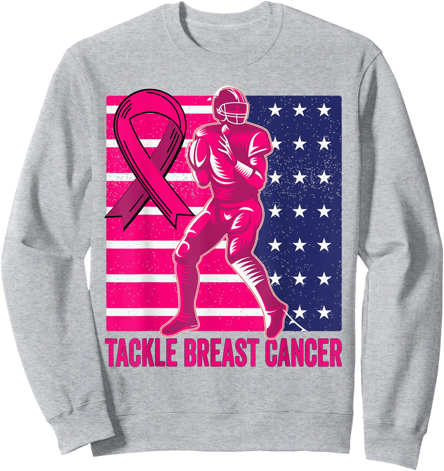 Tackle Breast Cancer Awareness Football Breast Cancer Sweatshirt - Sweatshirt | Ash