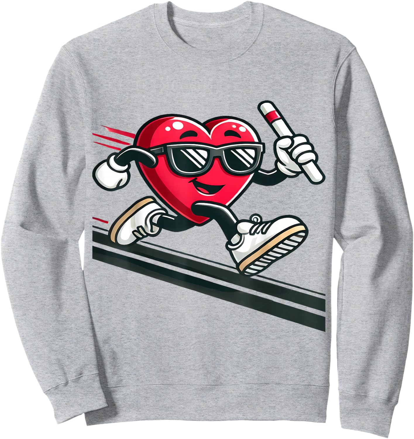 Valentine’s Day Love Heart Running Relay Track Runner Sweatshirt - Sweatshirt | Ash