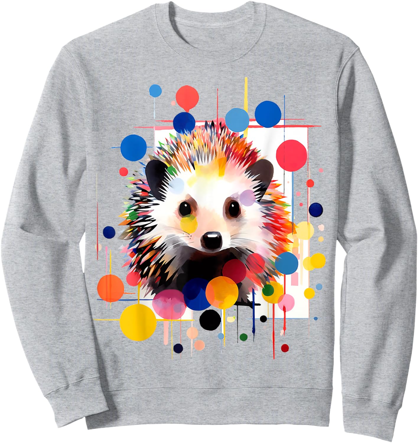 Hedgehog Colorful Art Abstract Animal Graphic Hedgehog Sweatshirt - Sweatshirt | Ash