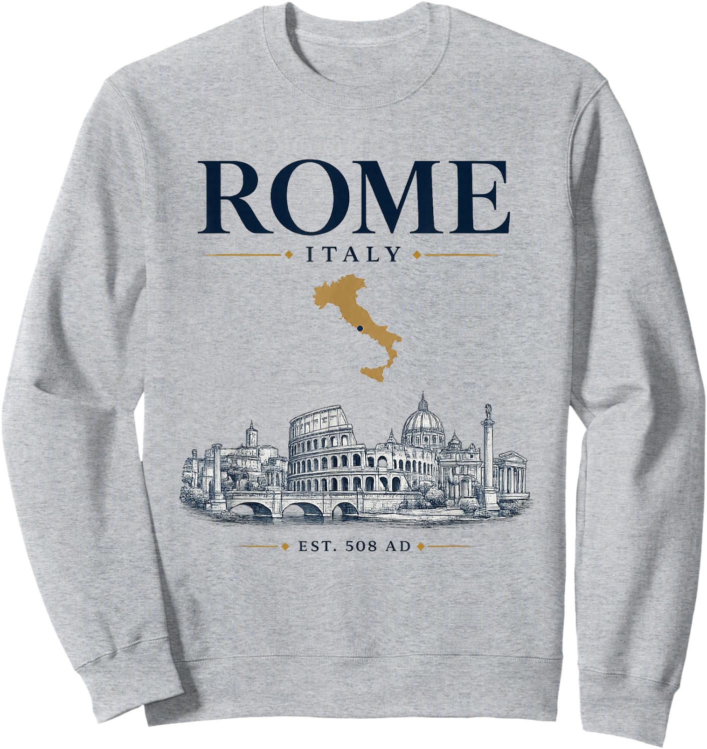 Rome Italy Vintage Skyline Retro Graphic Sweatshirt - Sweatshirt | Ash