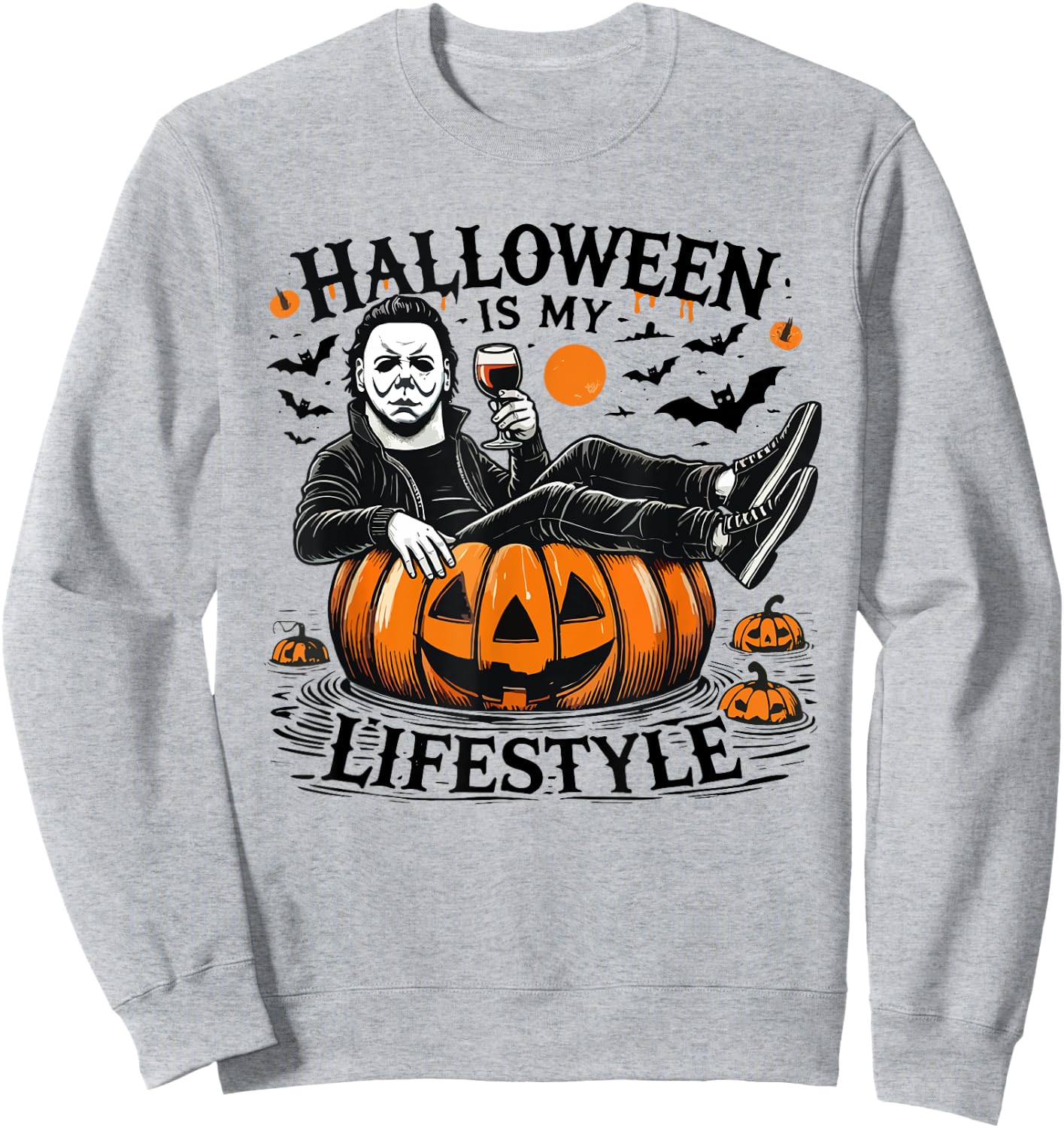 Halloween Is My Lifestyle Halloween Spooky Pumpkin Skeleton Sweatshirt - Sweatshirt | Ash