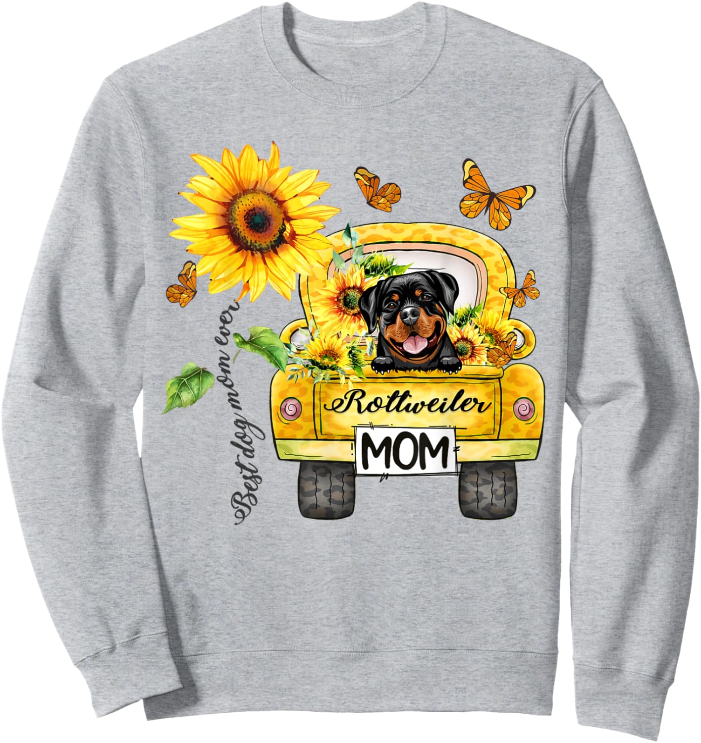Rottweiler Mom Sunflower Best Dog Mom Ever Mother's Day Men Women Kids Sweatshirt - Sweatshirt | Ash