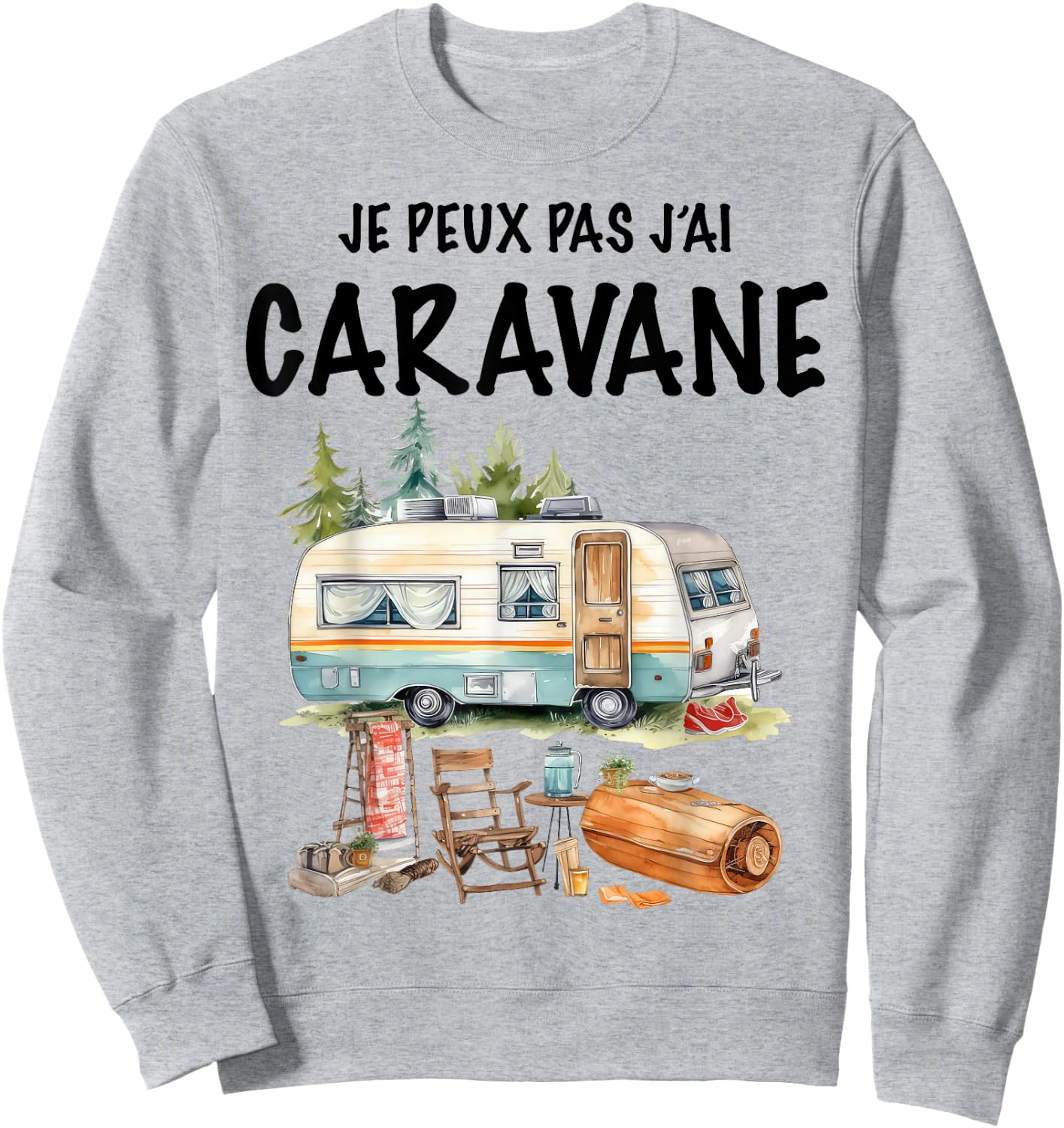 Homme Camping Caravane Rando Beau Dessin Papa Papy Tonton Sweatshirt - Sweatshirt | Ash