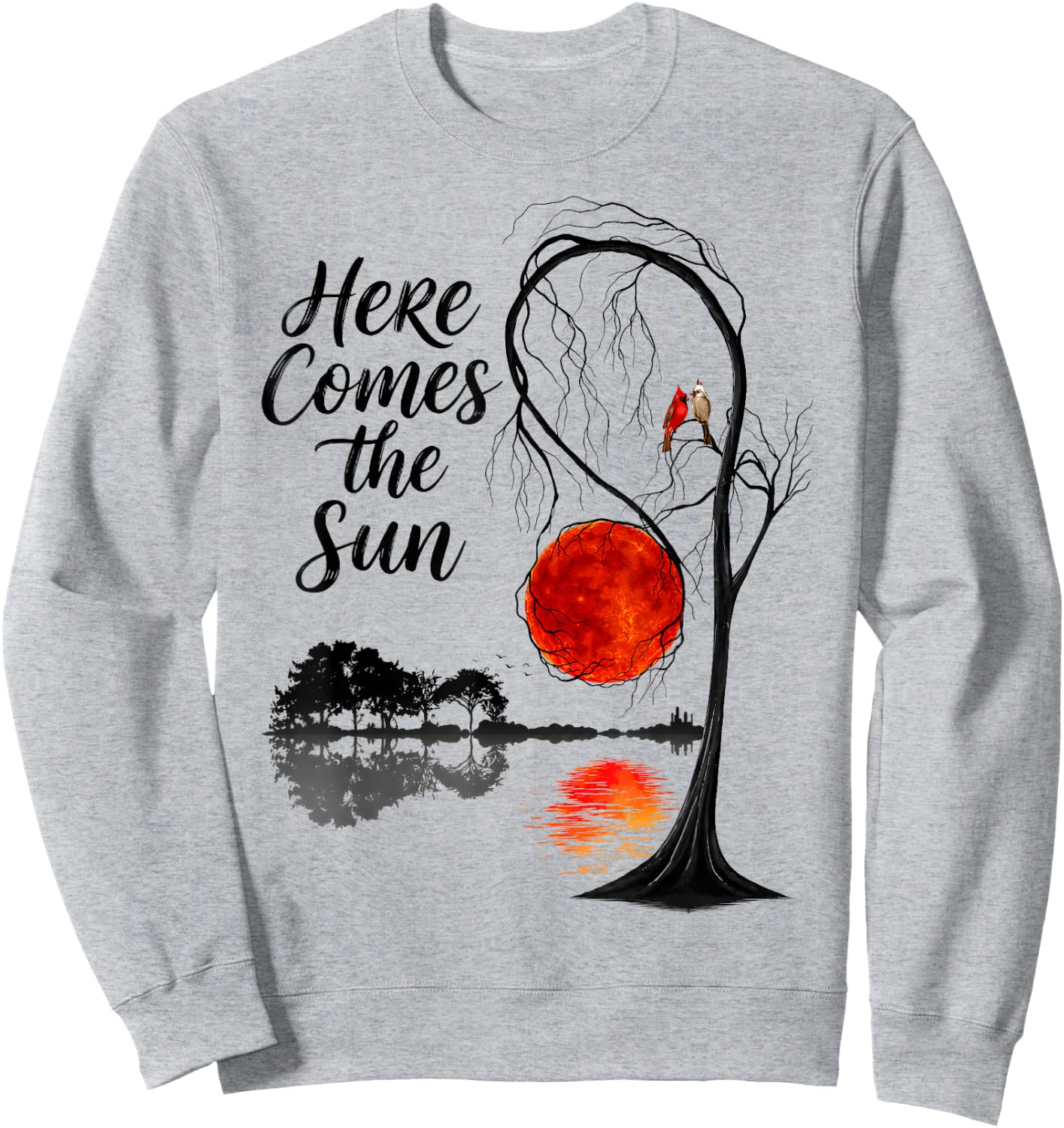 Vintage Guitar Lake Here Comes The Sun Summer Beach Gifts Sweatshirt - Sweatshirt | Ash