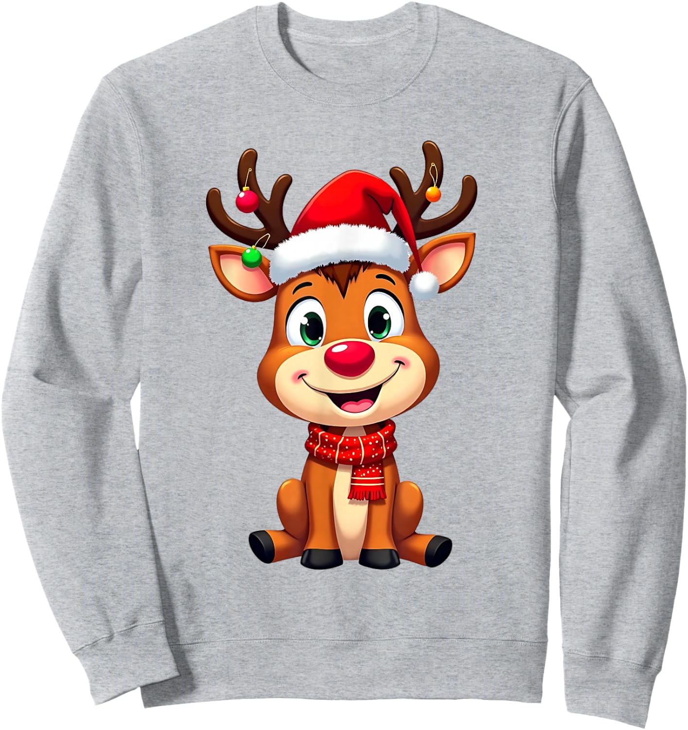 Merry Reindeer Santa Hat and Christmas Lights Boys Clothes , Red, S Sweatshirt - Sweatshirt | Ash