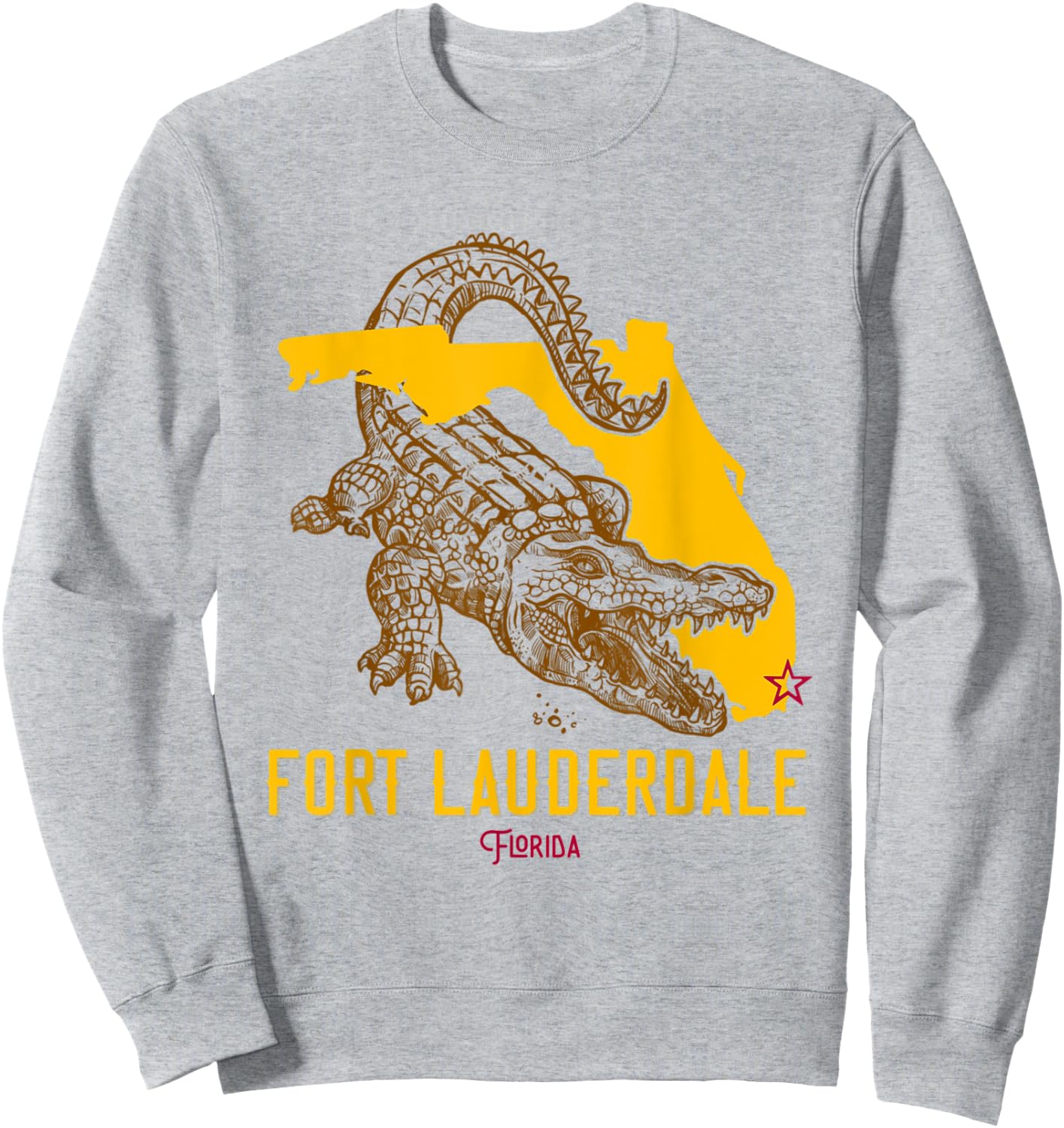 Fort Lauderdale Florida FL Aligator Vacation Surf Sunset Sweatshirt - Sweatshirt | Ash