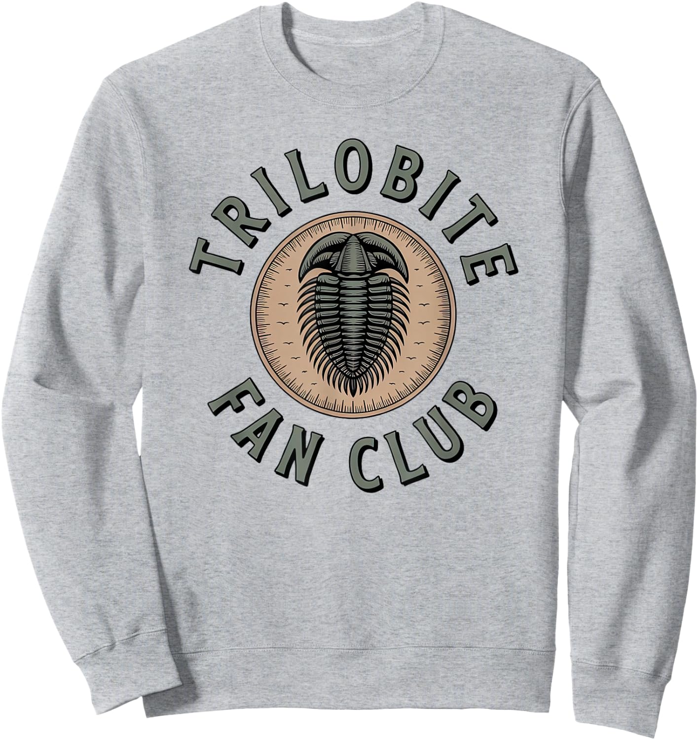 Trilobite Enthusiast Vintage Circle Logo Fossil Club Design Sweatshirt - Sweatshirt | Ash