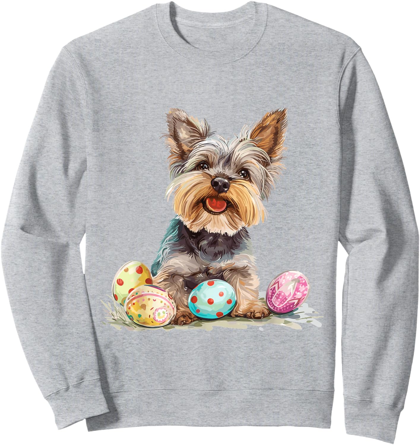 Yorkie Yorkshire Terrier Dog Breed Happy Easter Men Women Sweatshirt - Sweatshirt | Ash